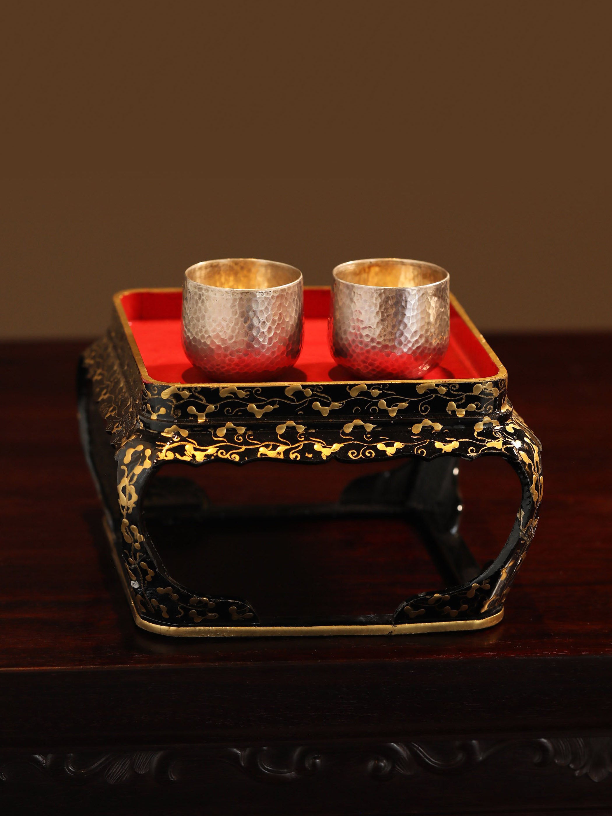 Hammered antique sterling silver teacups | wine glasses (pair)