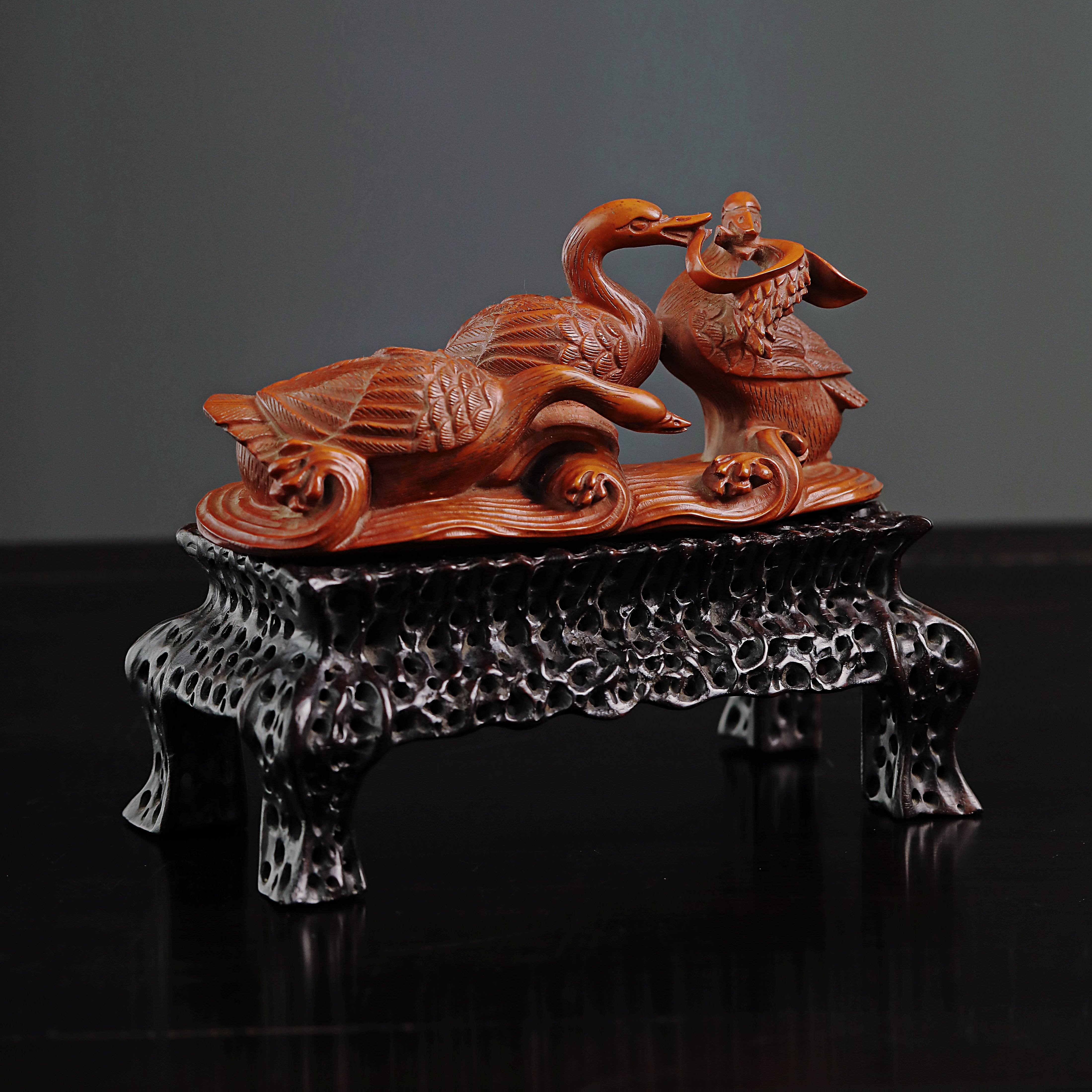 Boxwood in spring, river water warms