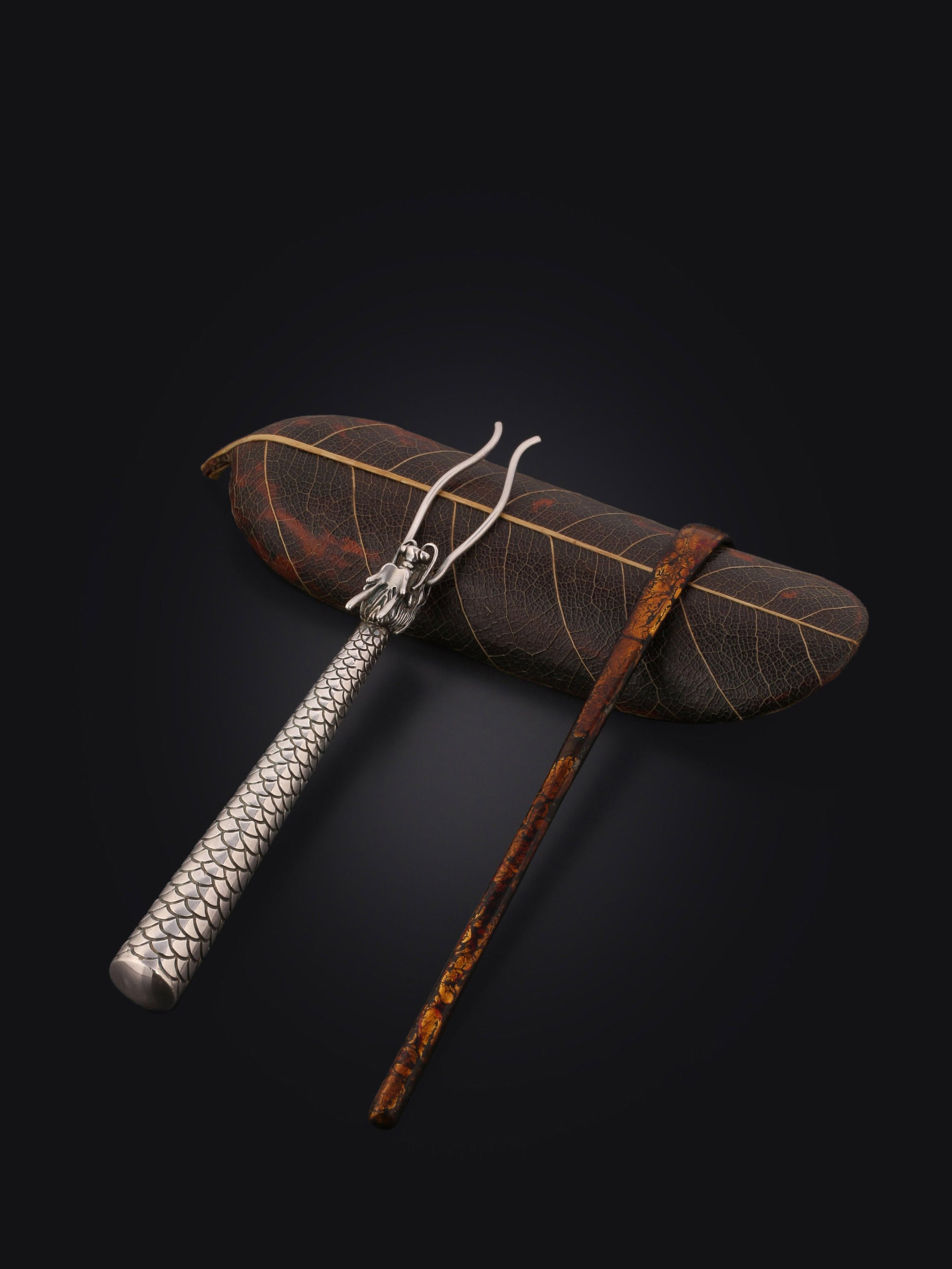 Pure Silver Azure Dragon Tea Pick