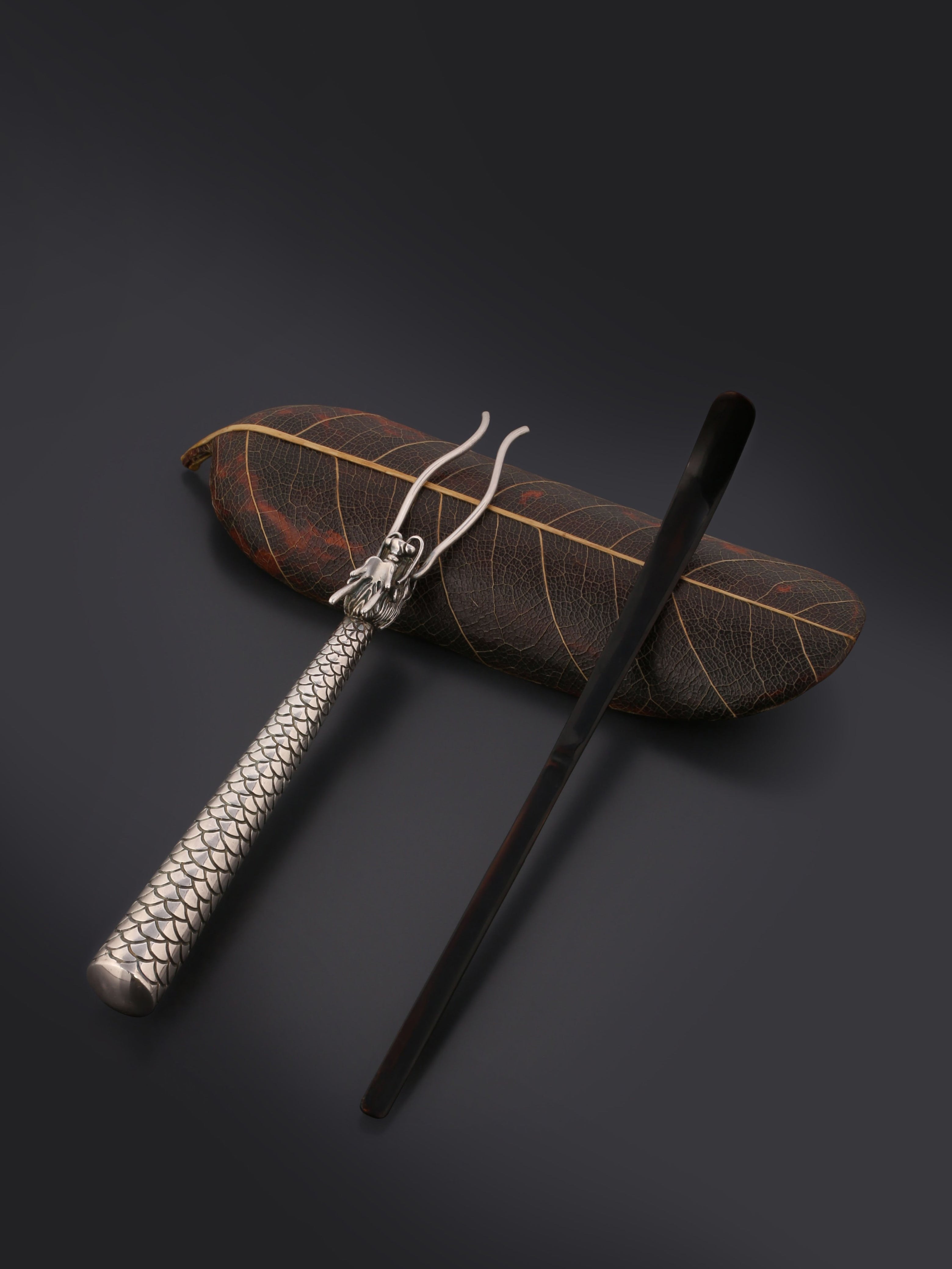 Pure Silver Azure Dragon Tea Pick