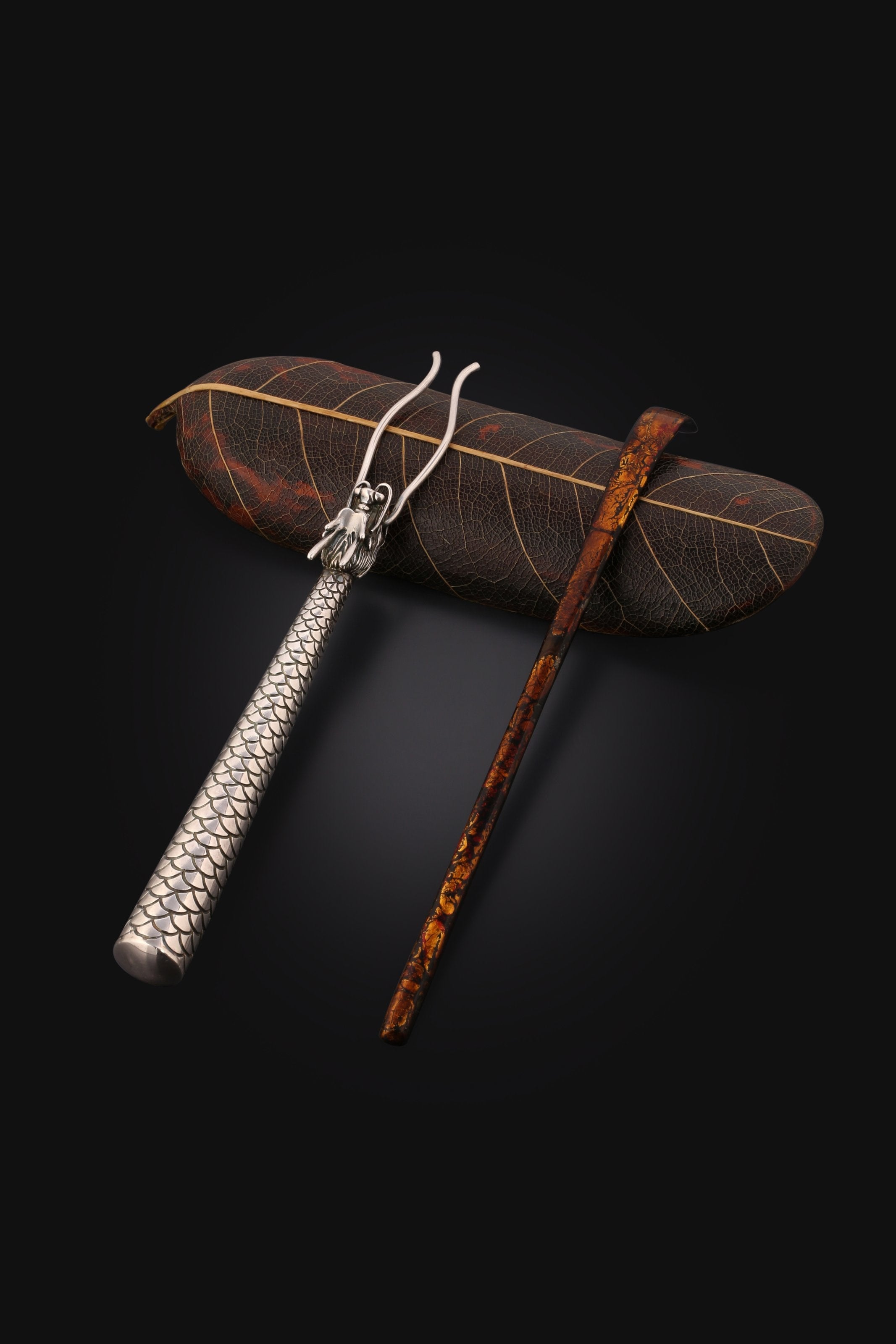 Pure Silver Azure Dragon Tea Pick