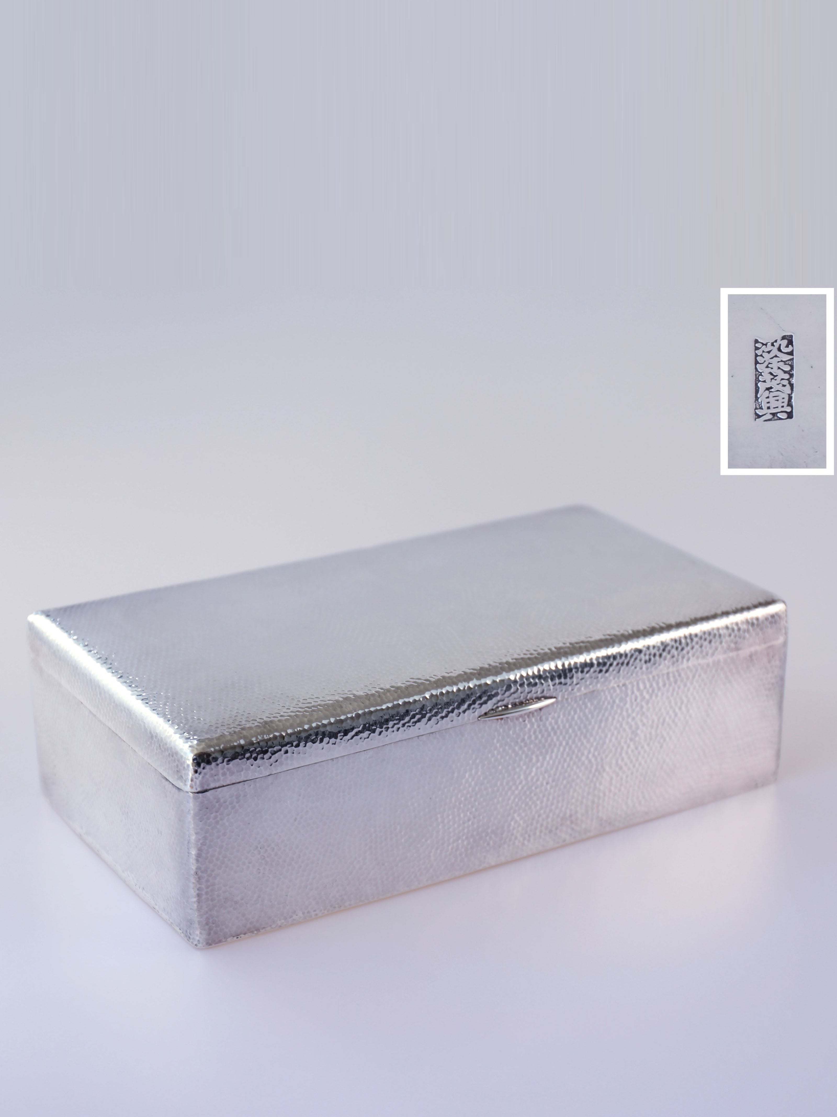 Large Chinese-made pure silver tea/cigar box