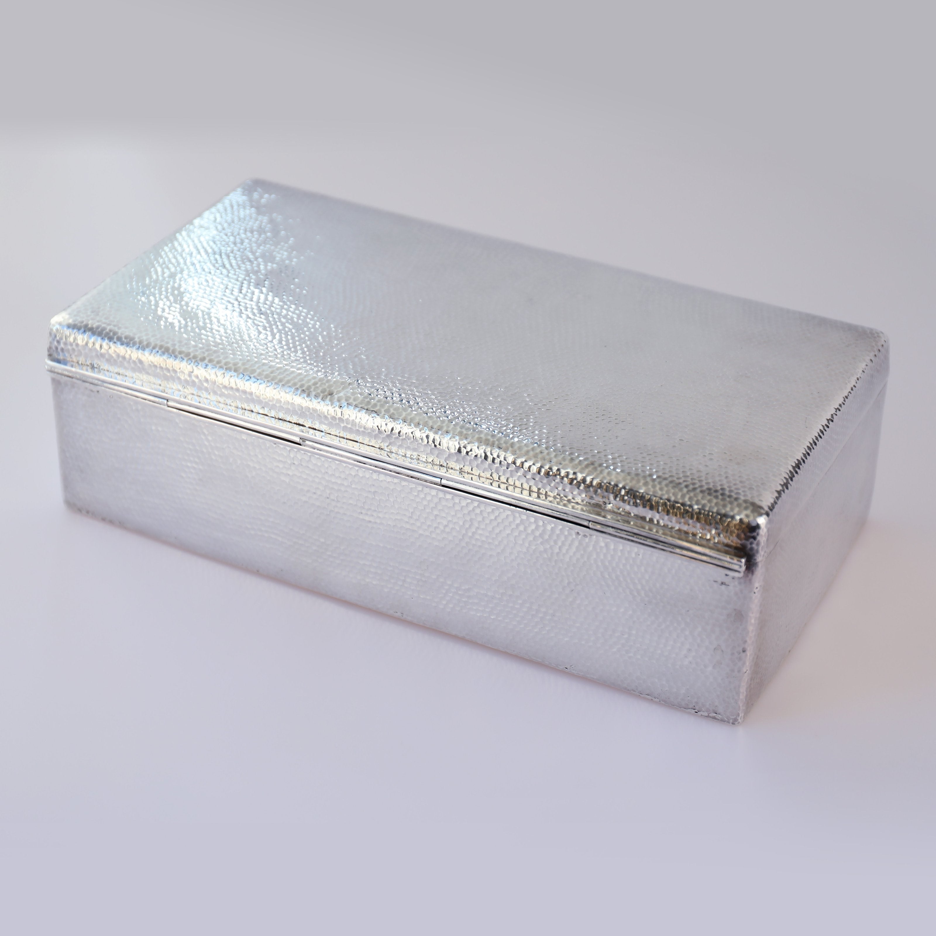 Large Chinese-made pure silver tea/cigar box
