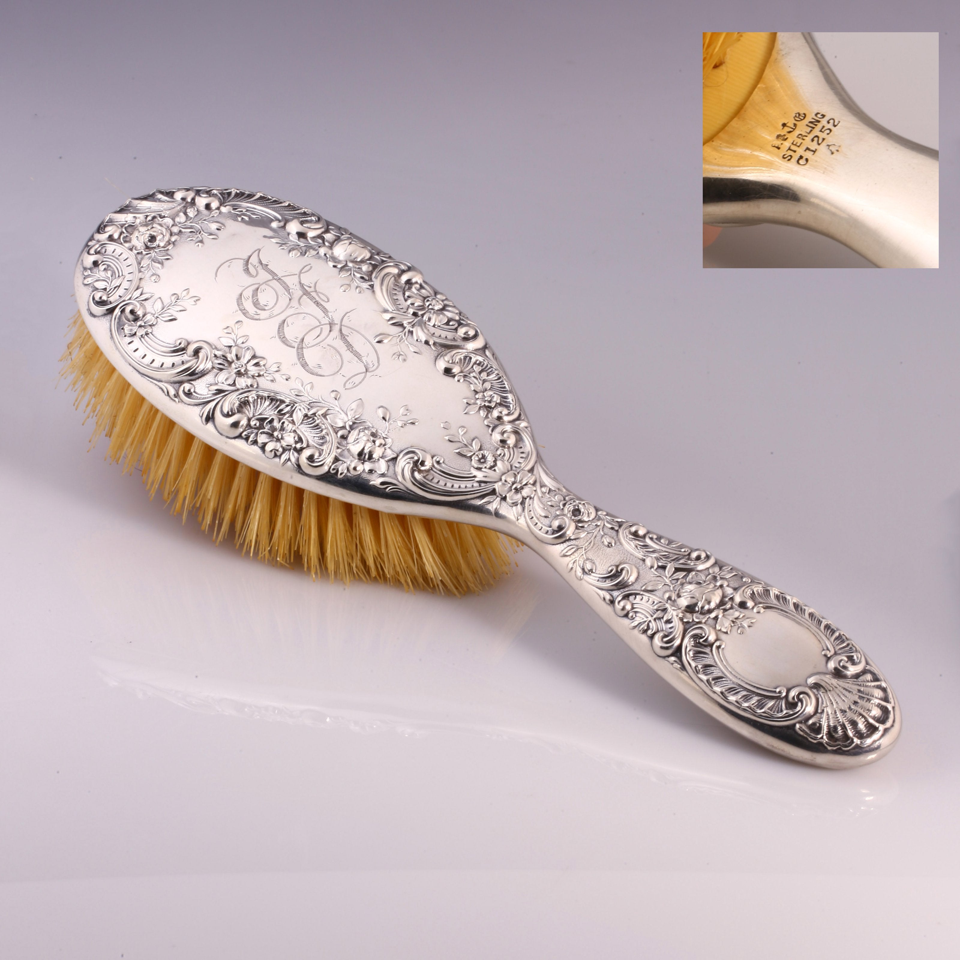 American antique sterling silver long-handled brush