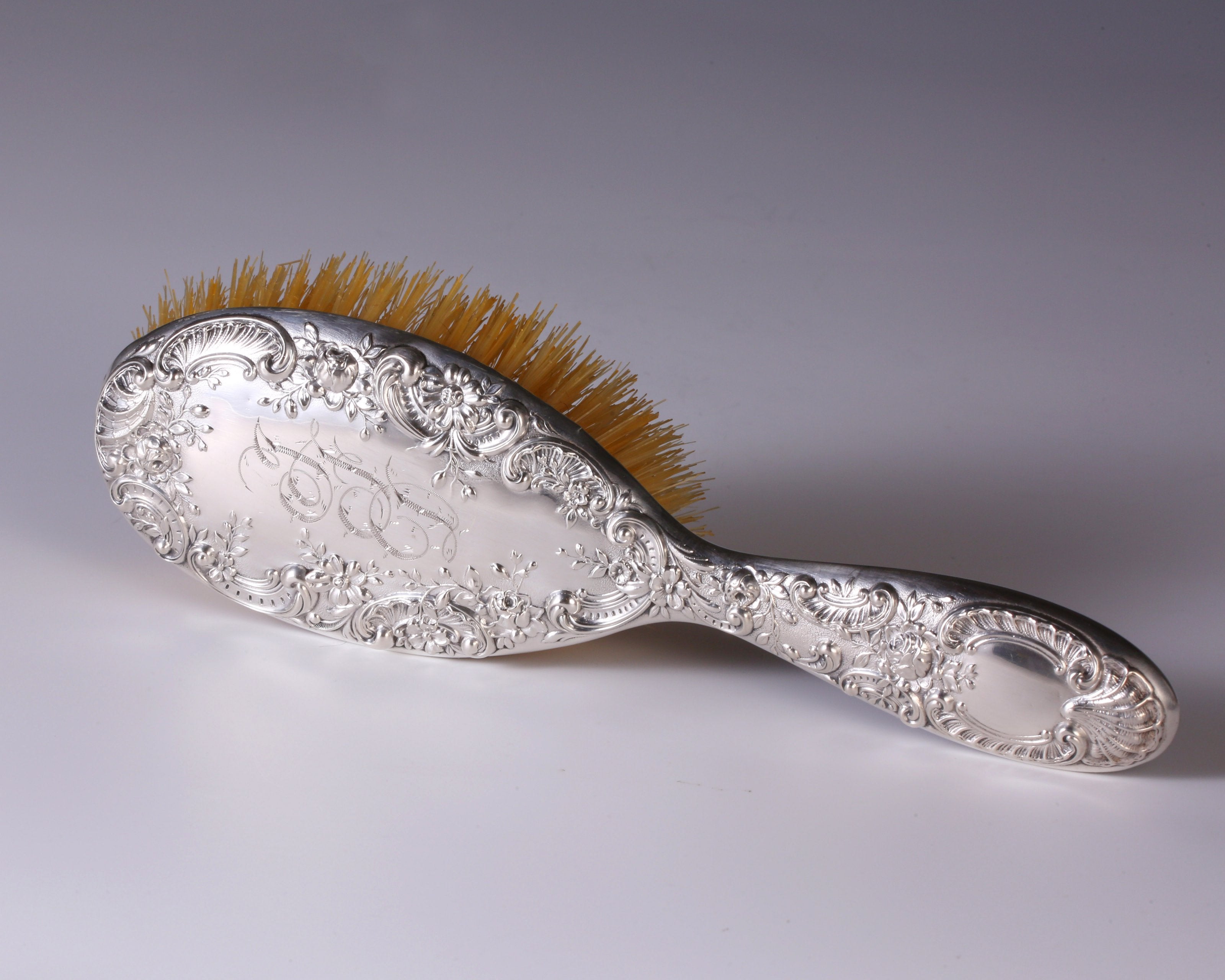 American antique sterling silver long-handled brush