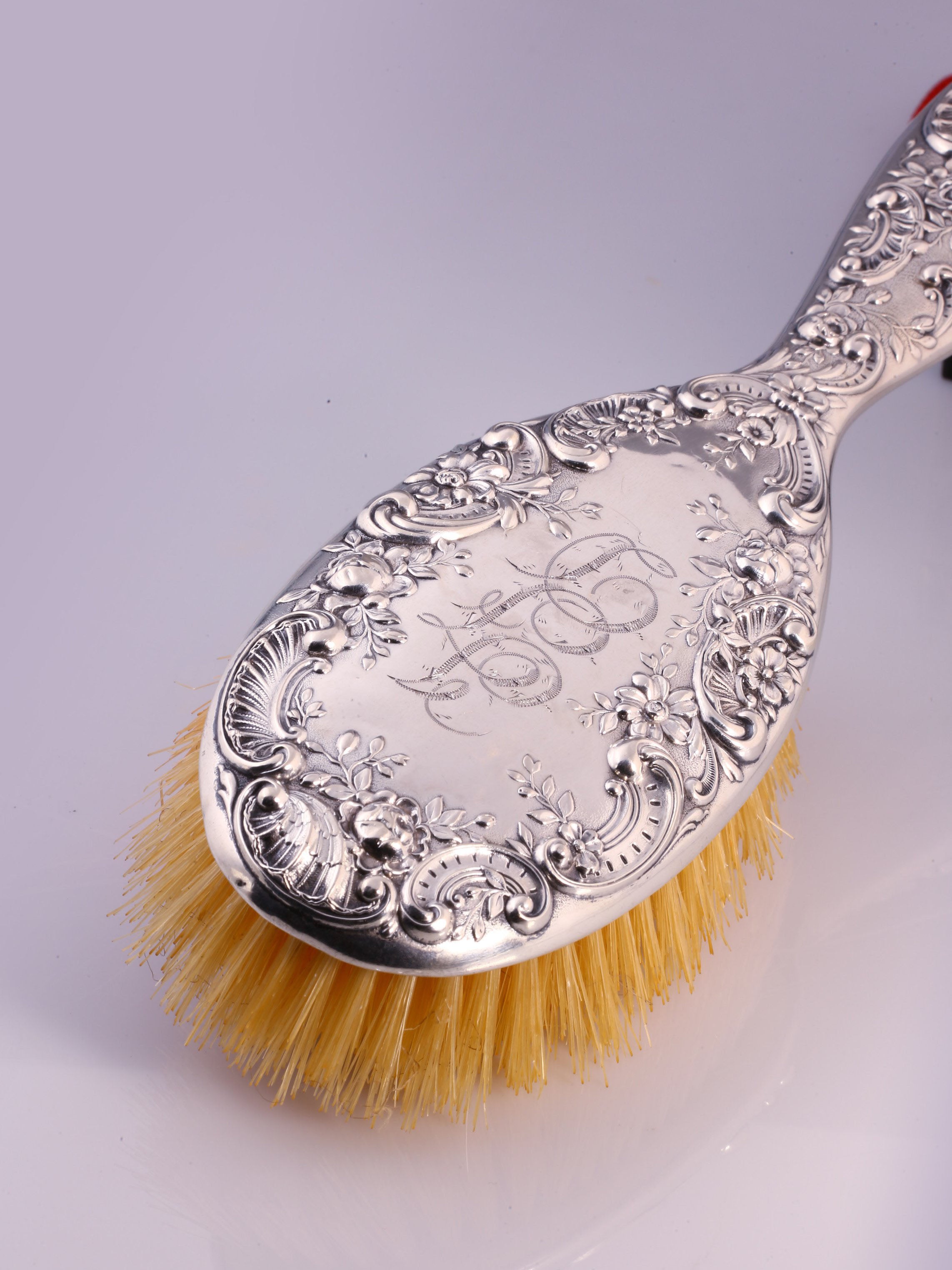American antique sterling silver long-handled brush