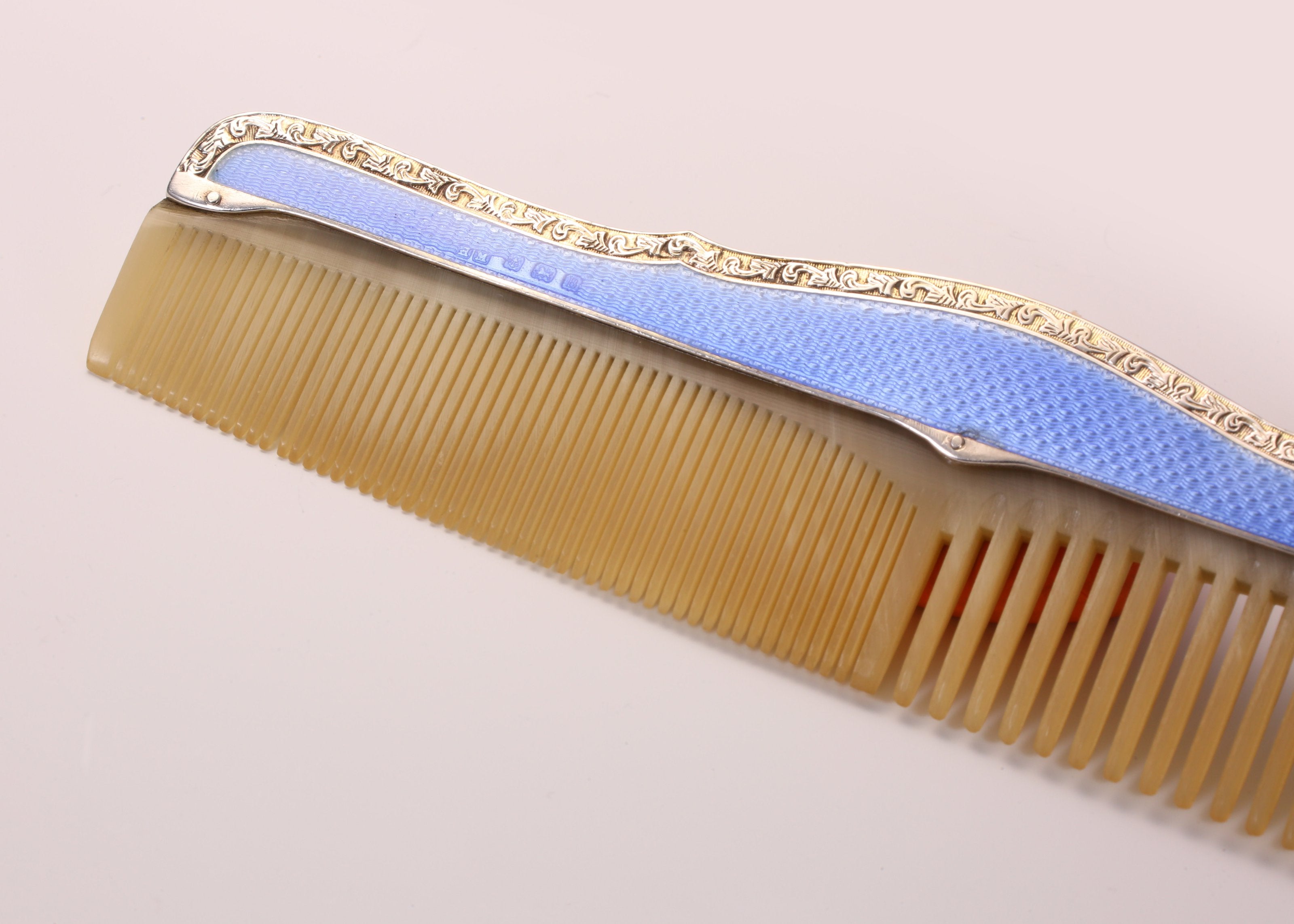Sterling Silver Enamel Comb, Birmingham, England