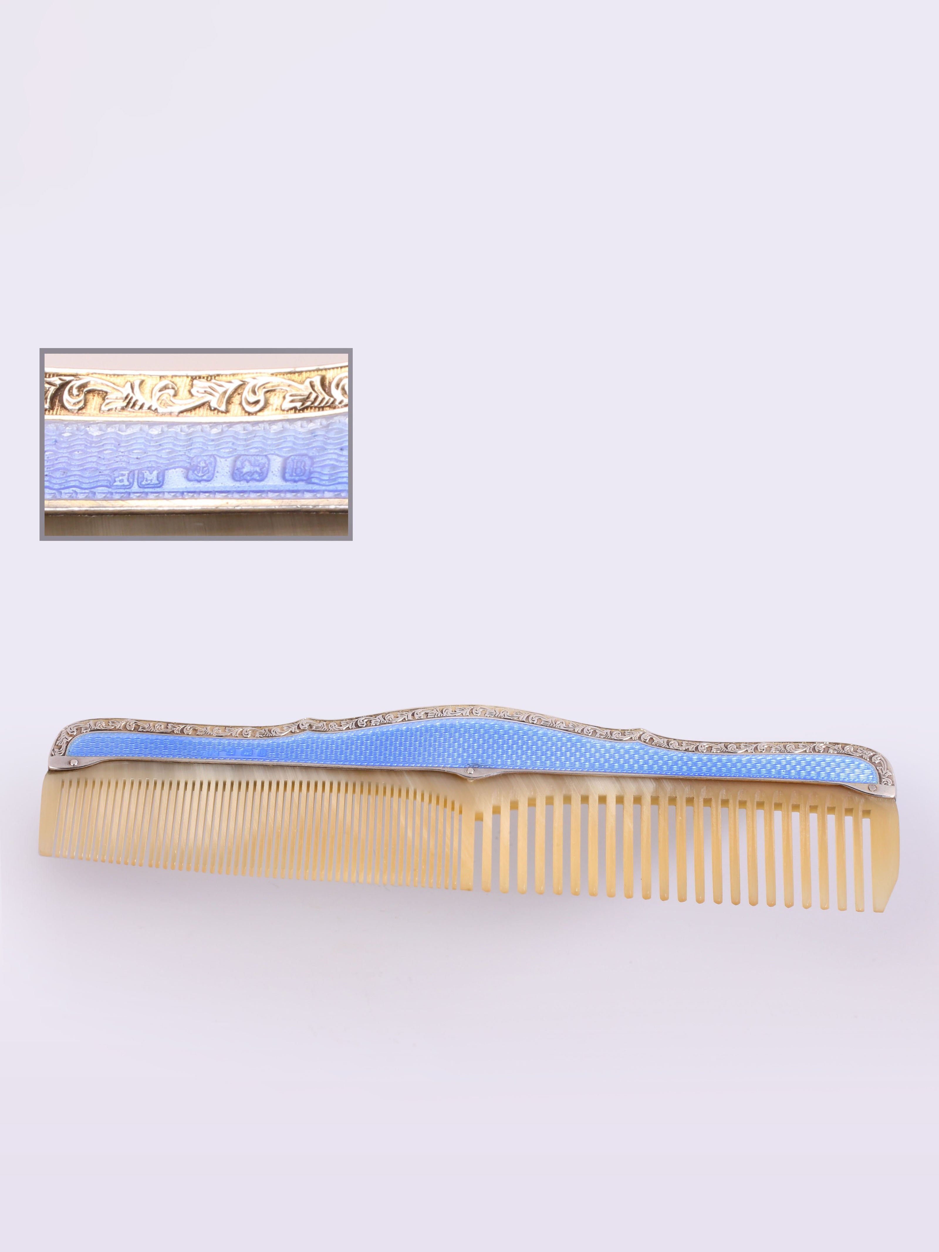 Sterling Silver Enamel Comb, Birmingham, England