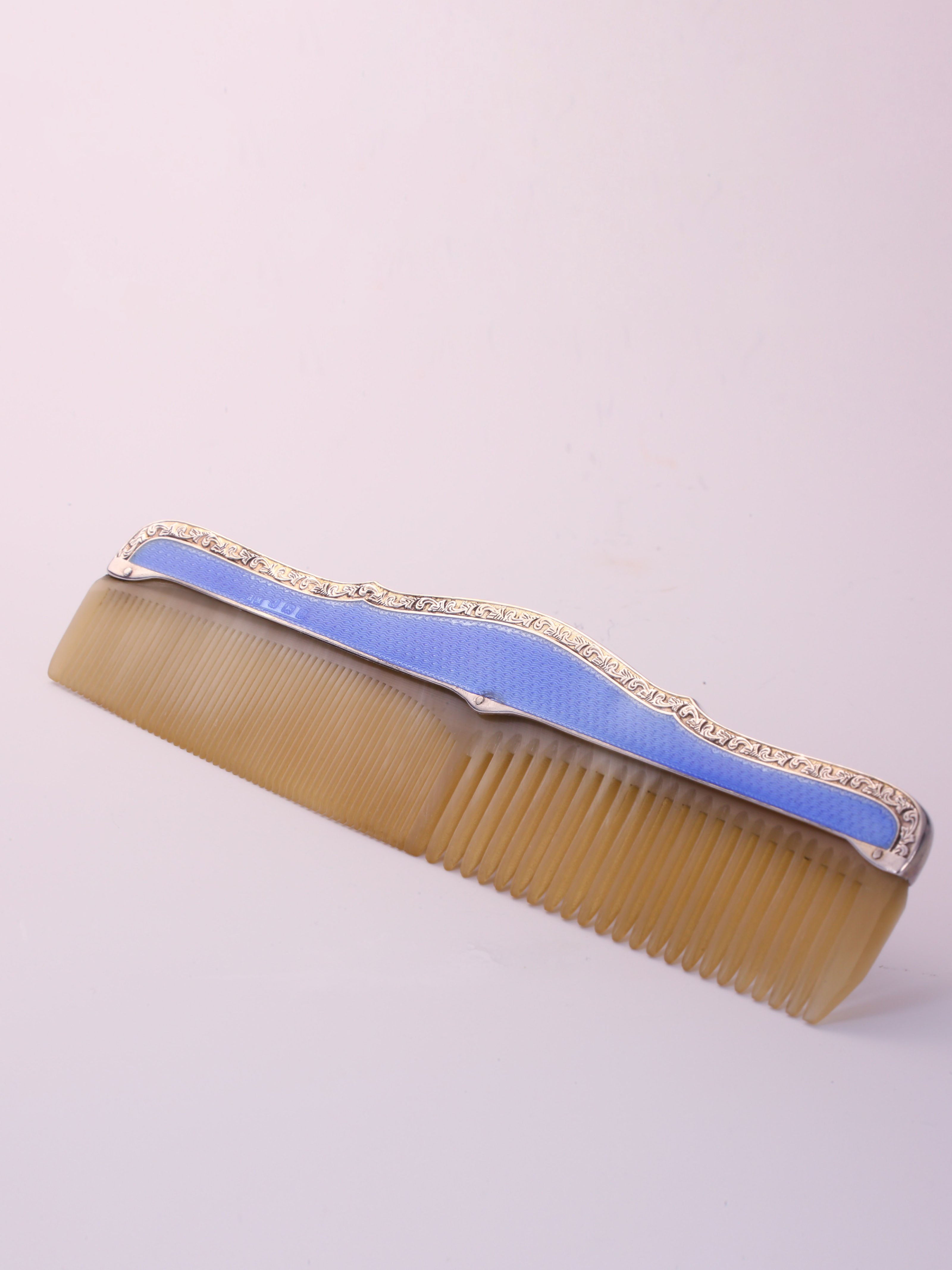 Sterling Silver Enamel Comb, Birmingham, England