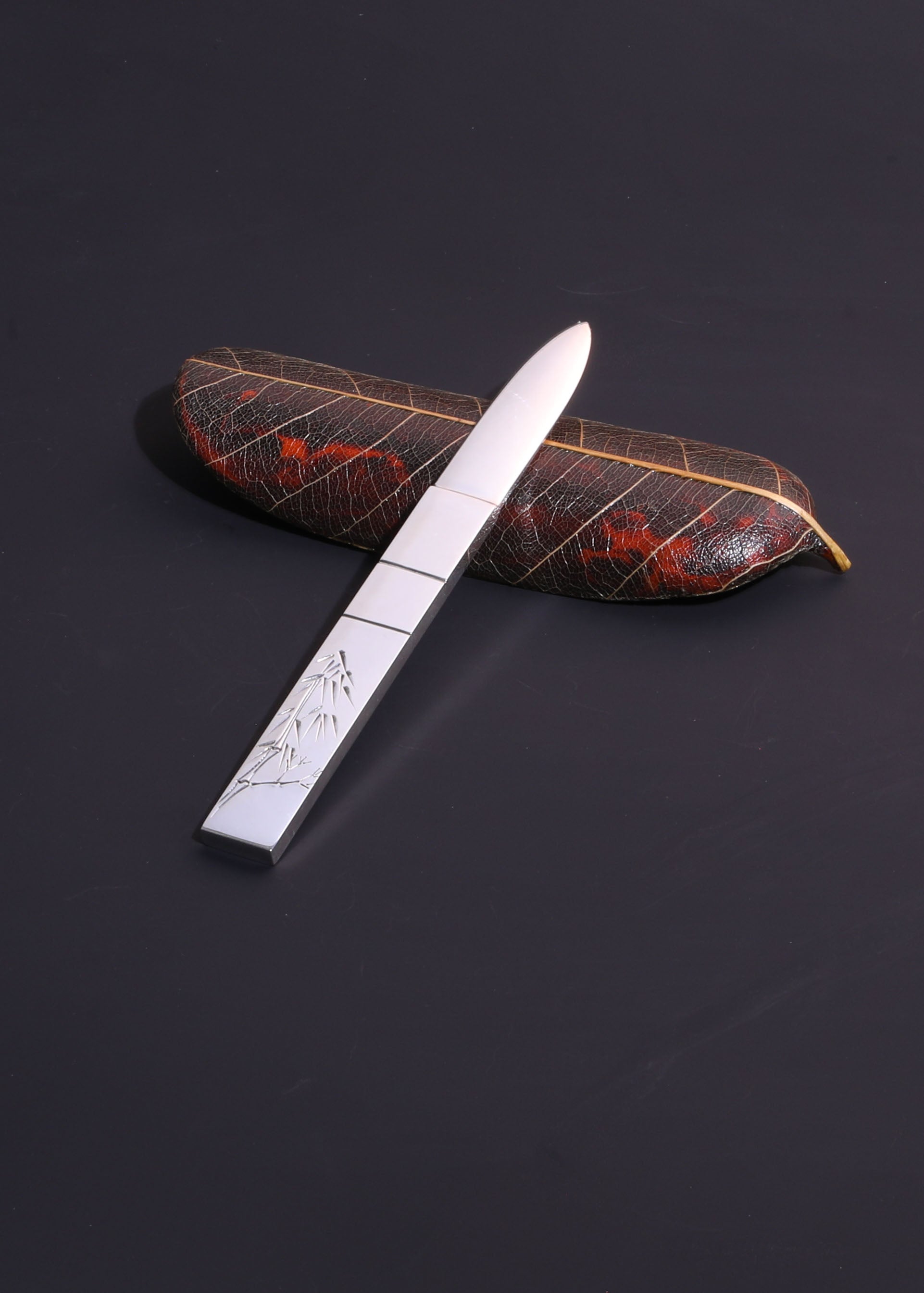 Sterling silver engraved tea knife | Tea pick