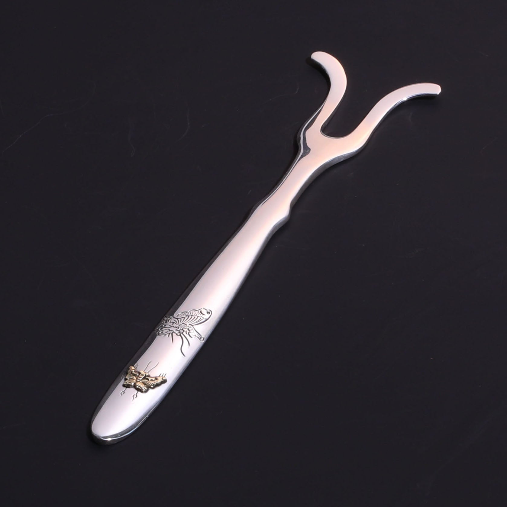 Sterling silver engraved tea knife | Tea pick