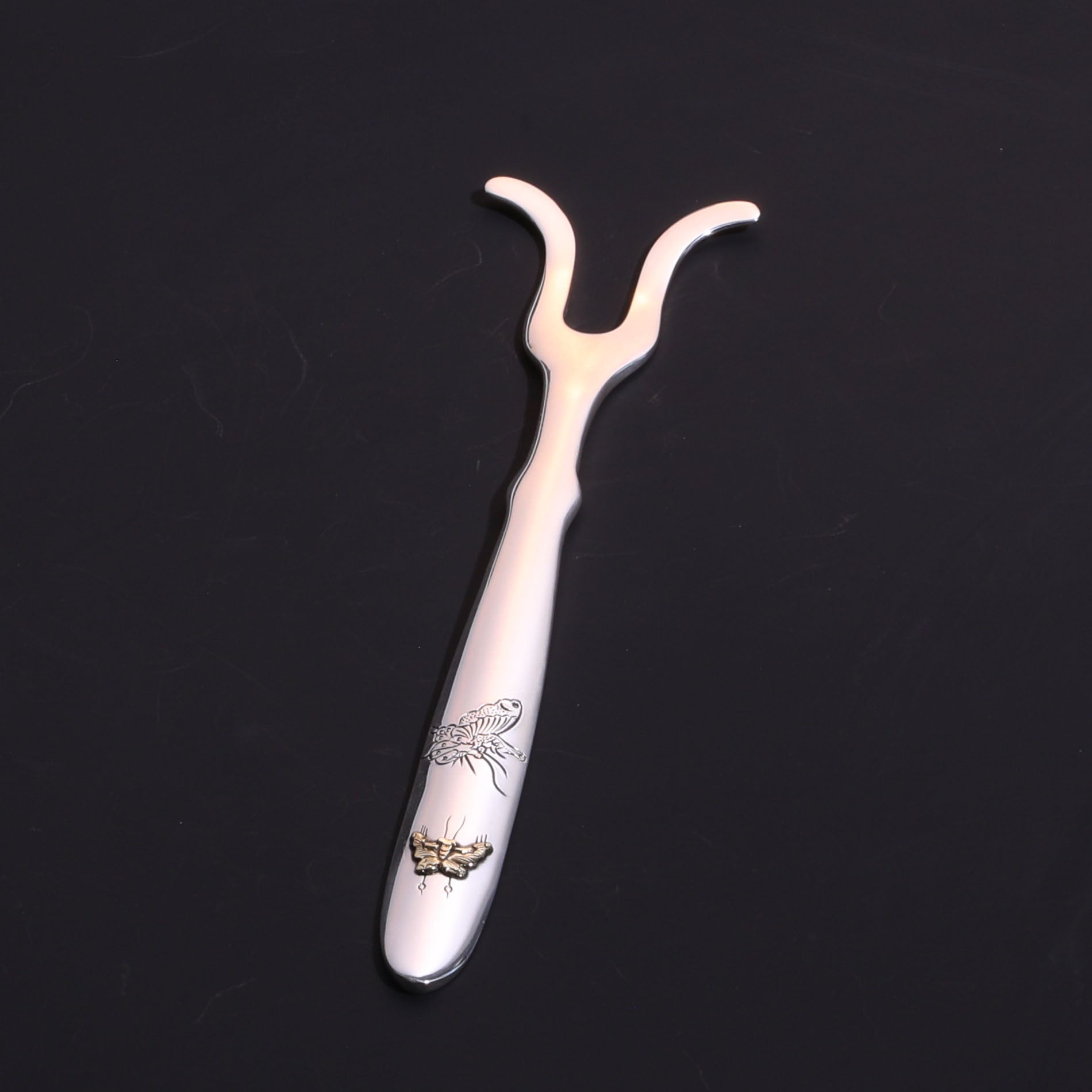 Sterling silver engraved tea knife | Tea pick