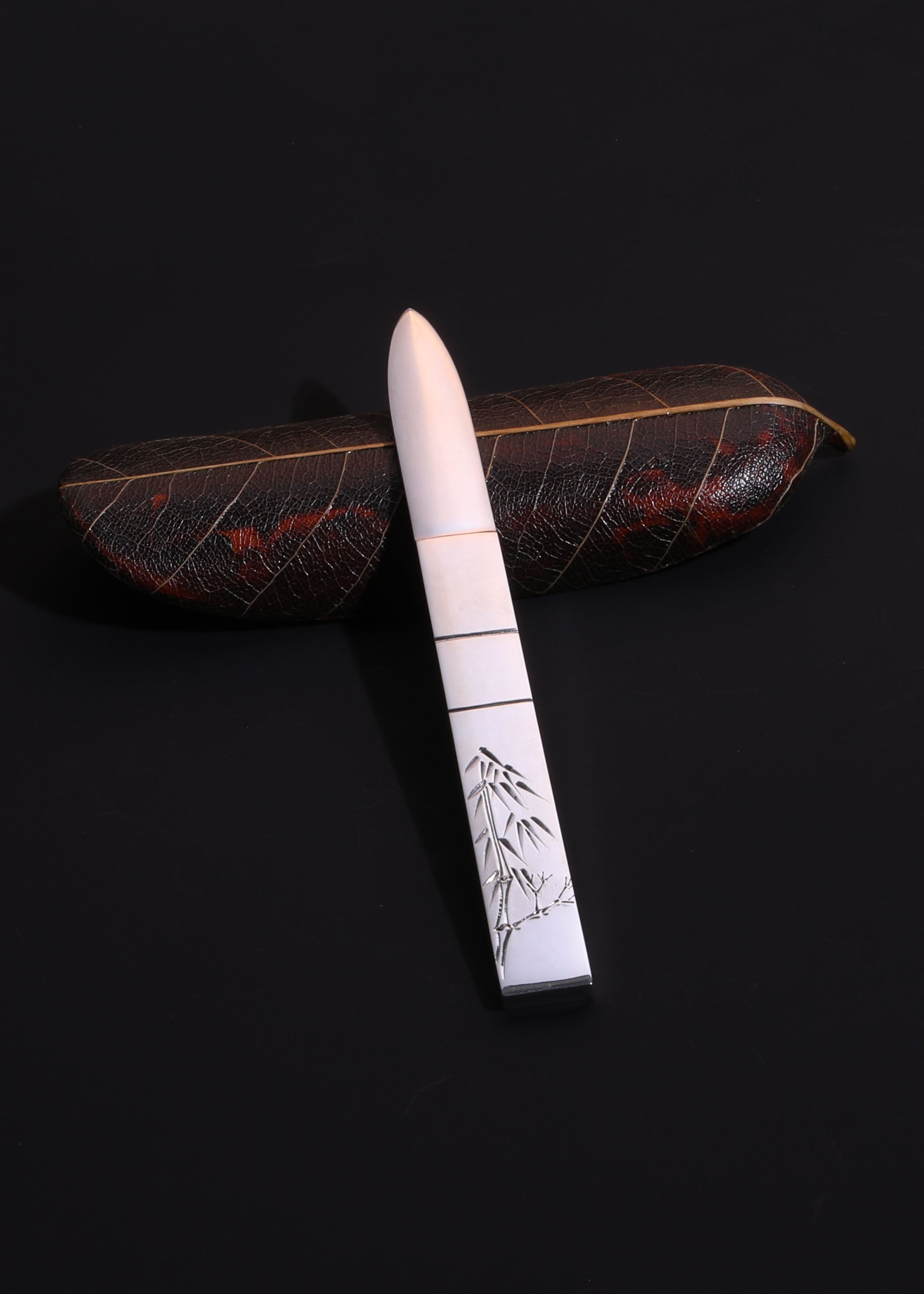Sterling silver engraved tea knife | Tea pick
