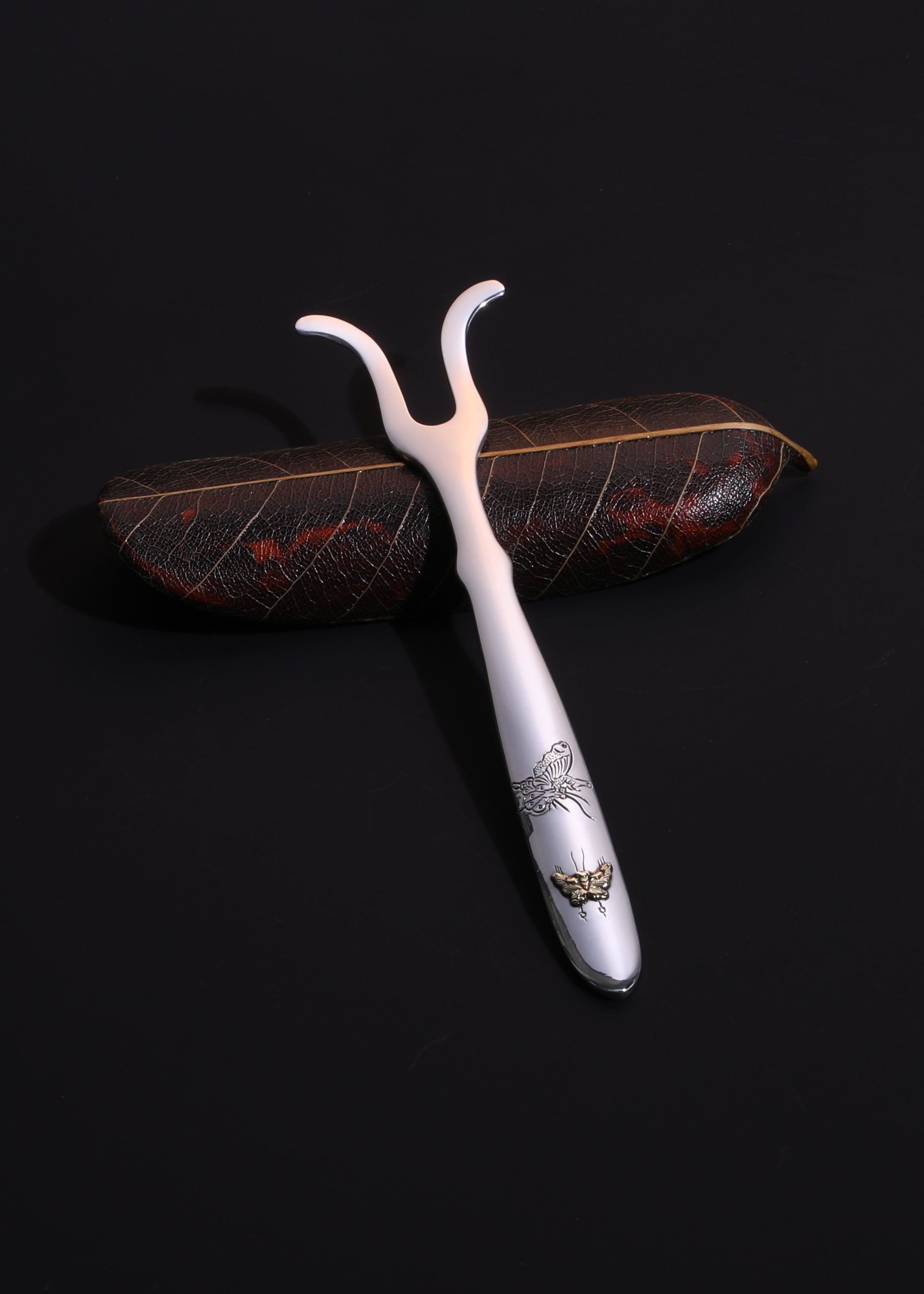 Sterling silver engraved tea knife | Tea pick