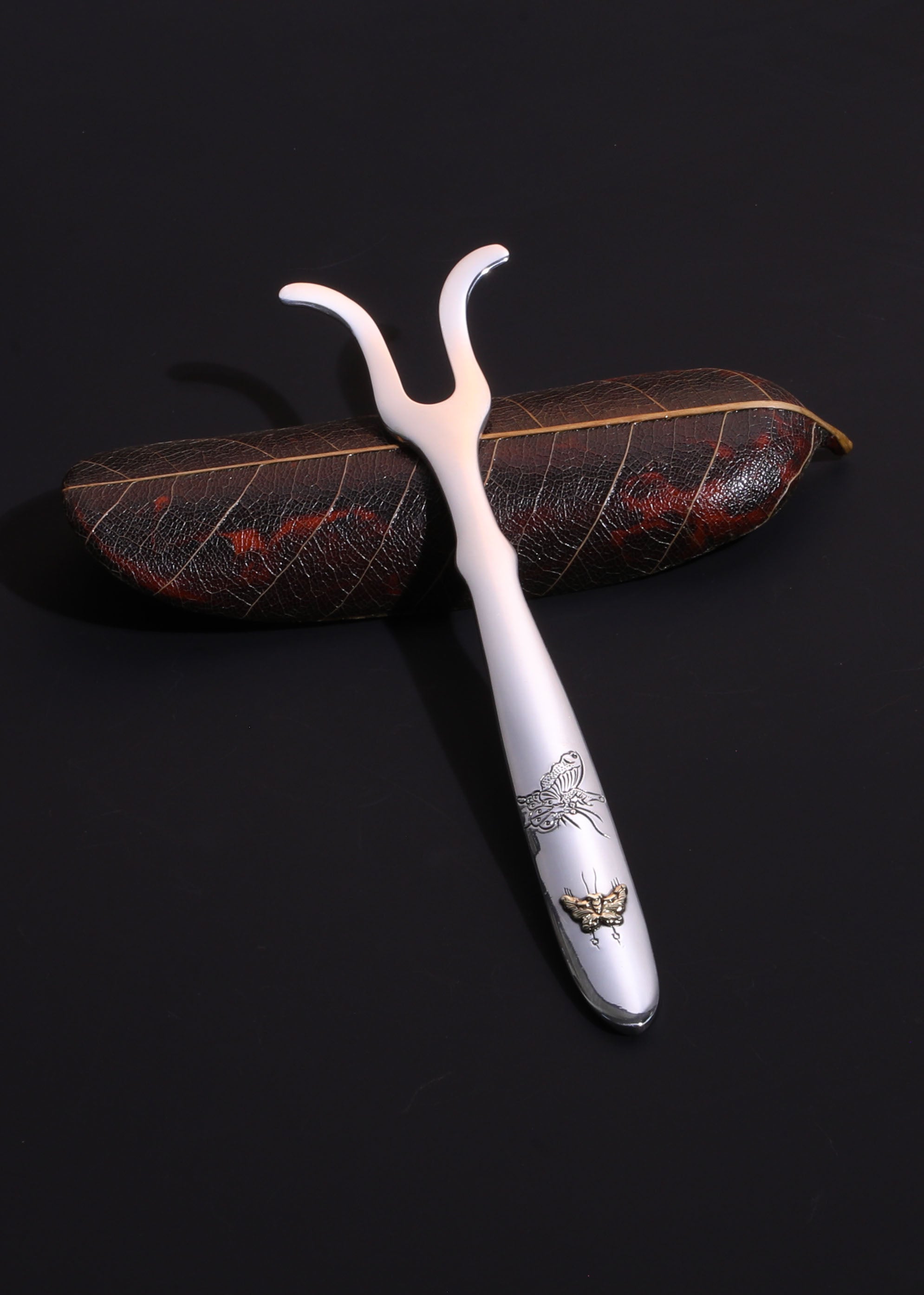 Sterling silver engraved tea knife | Tea pick