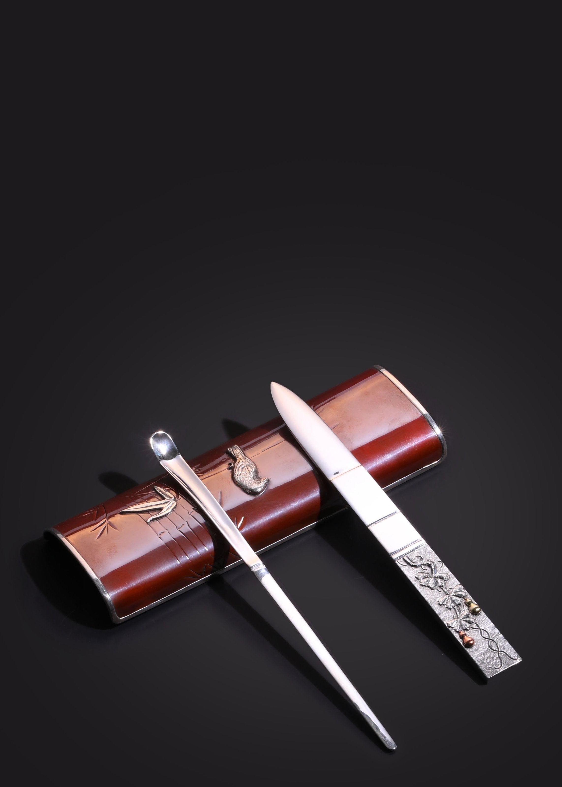 Gold and silver inlaid tea knife | tea pick