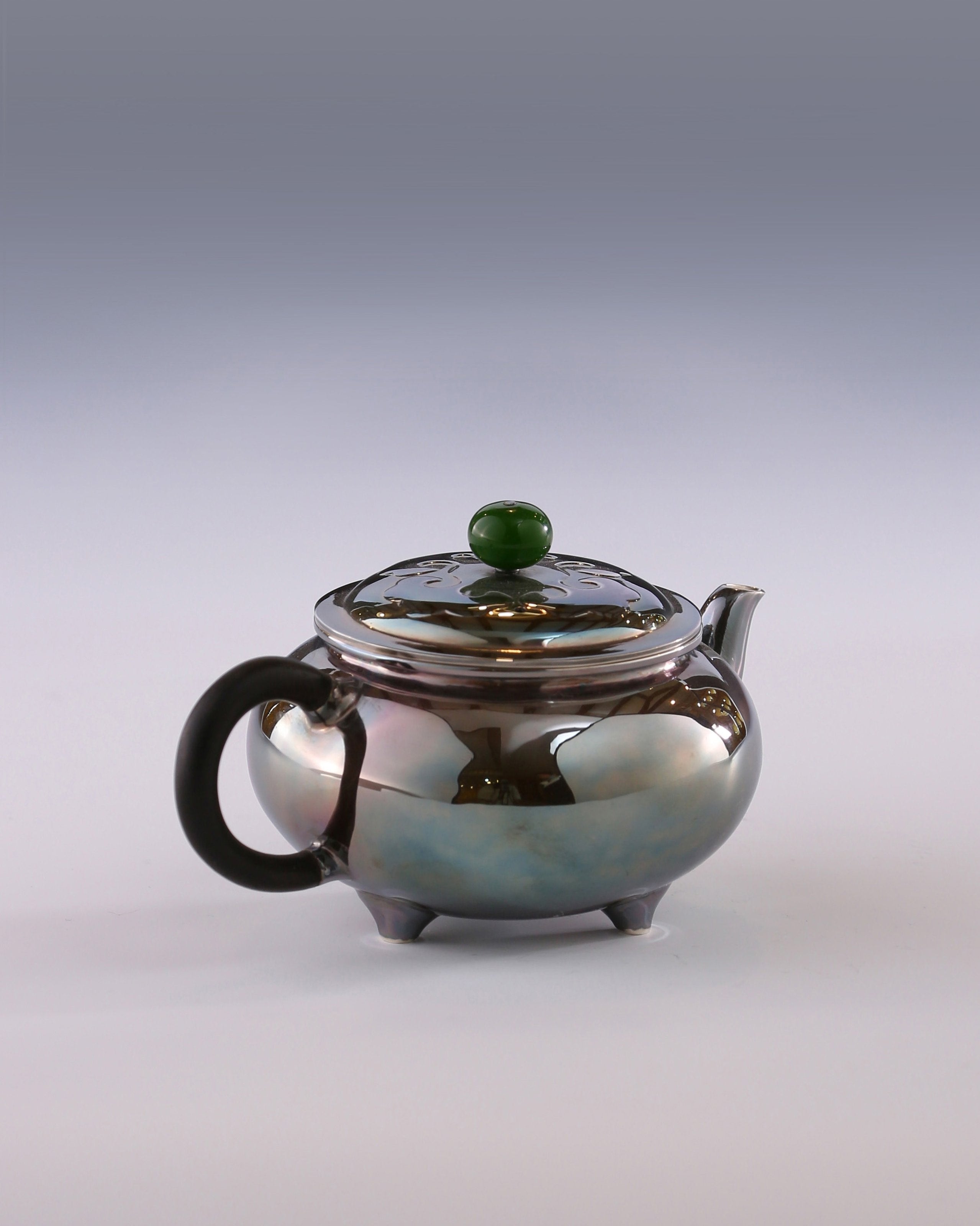 Da Bin Ruyi Three-Legged Pure Silver Teapot