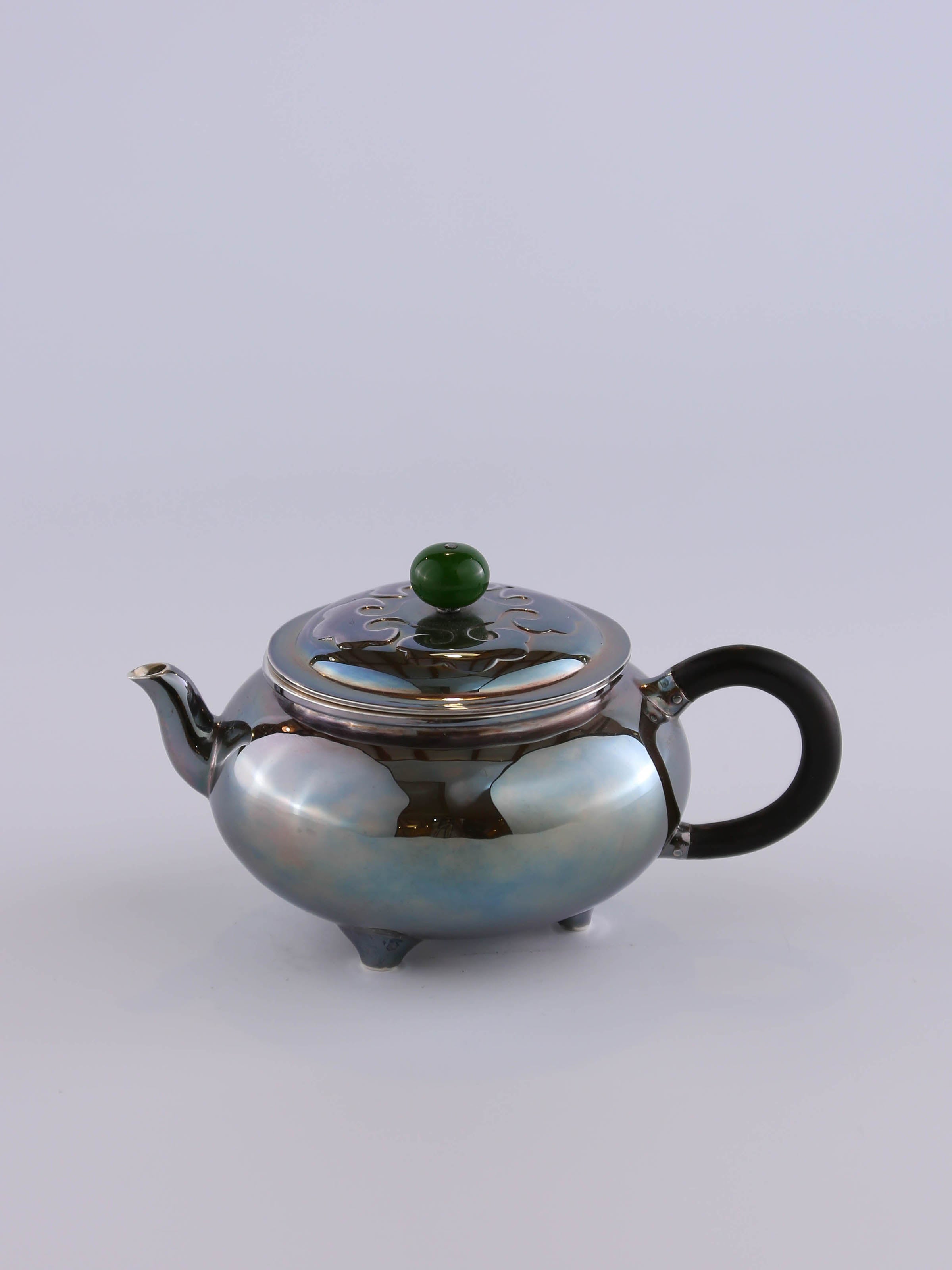 Da Bin Ruyi Three-Legged Pure Silver Teapot