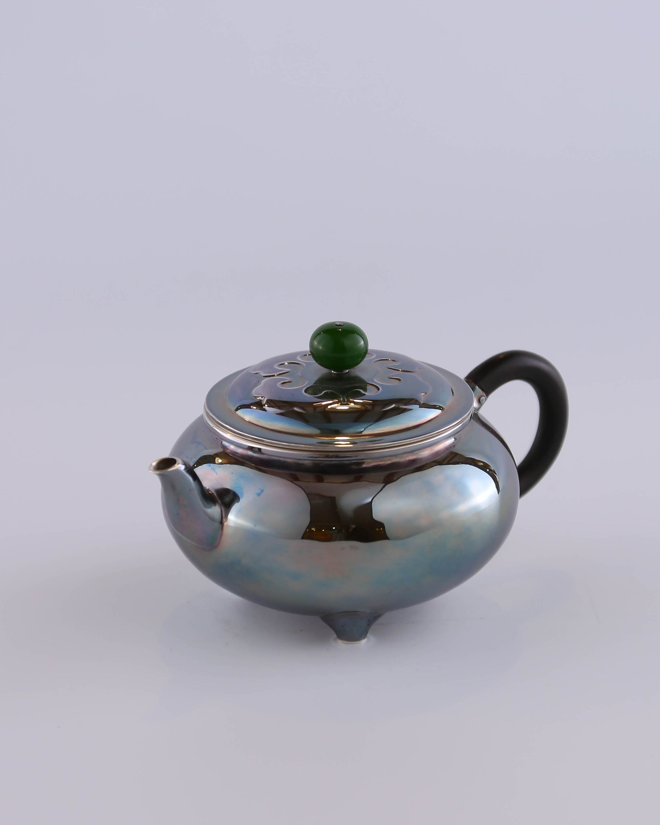 Da Bin Ruyi Three-Legged Pure Silver Teapot