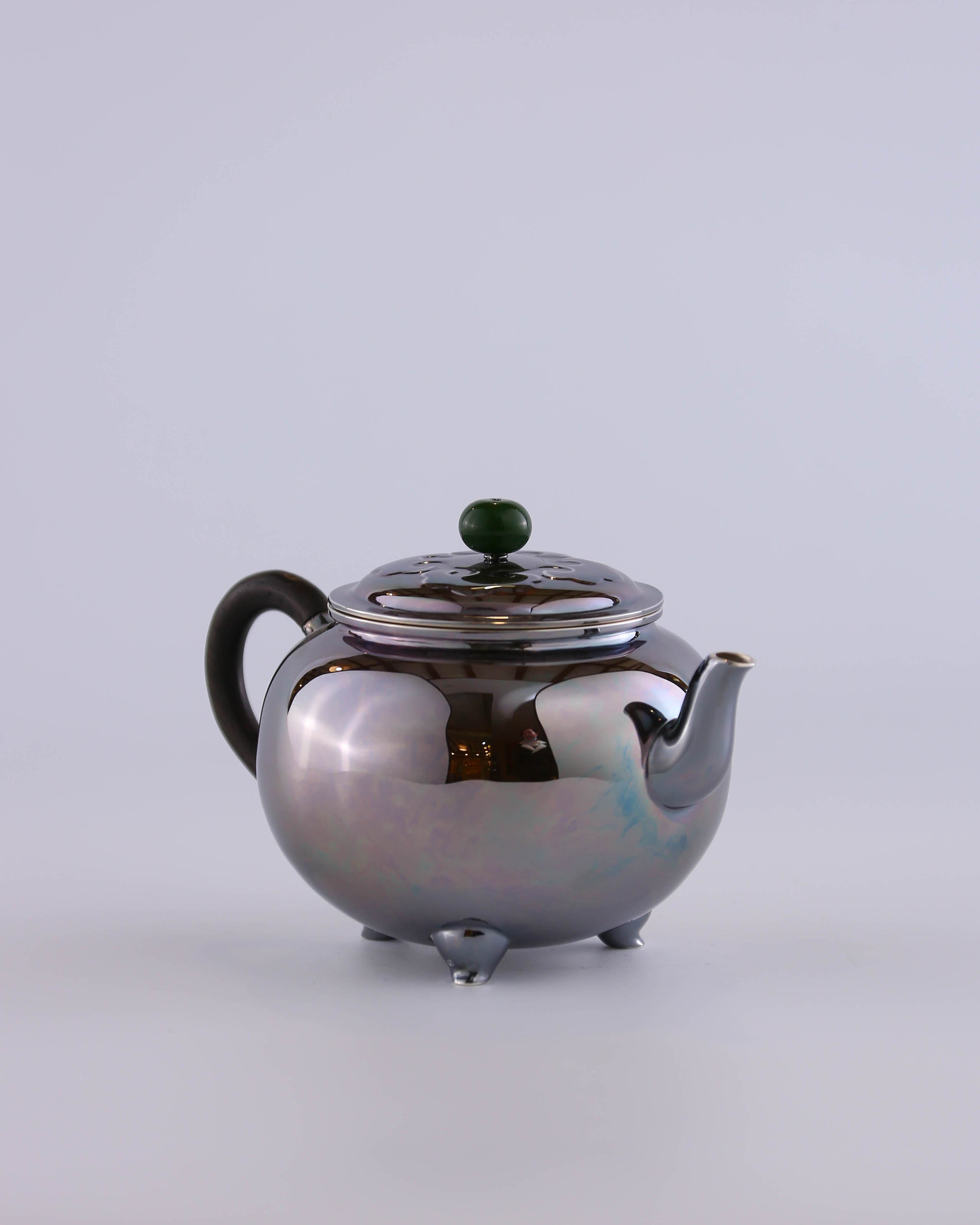 Da Bin Ruyi Three-Legged Pure Silver Teapot