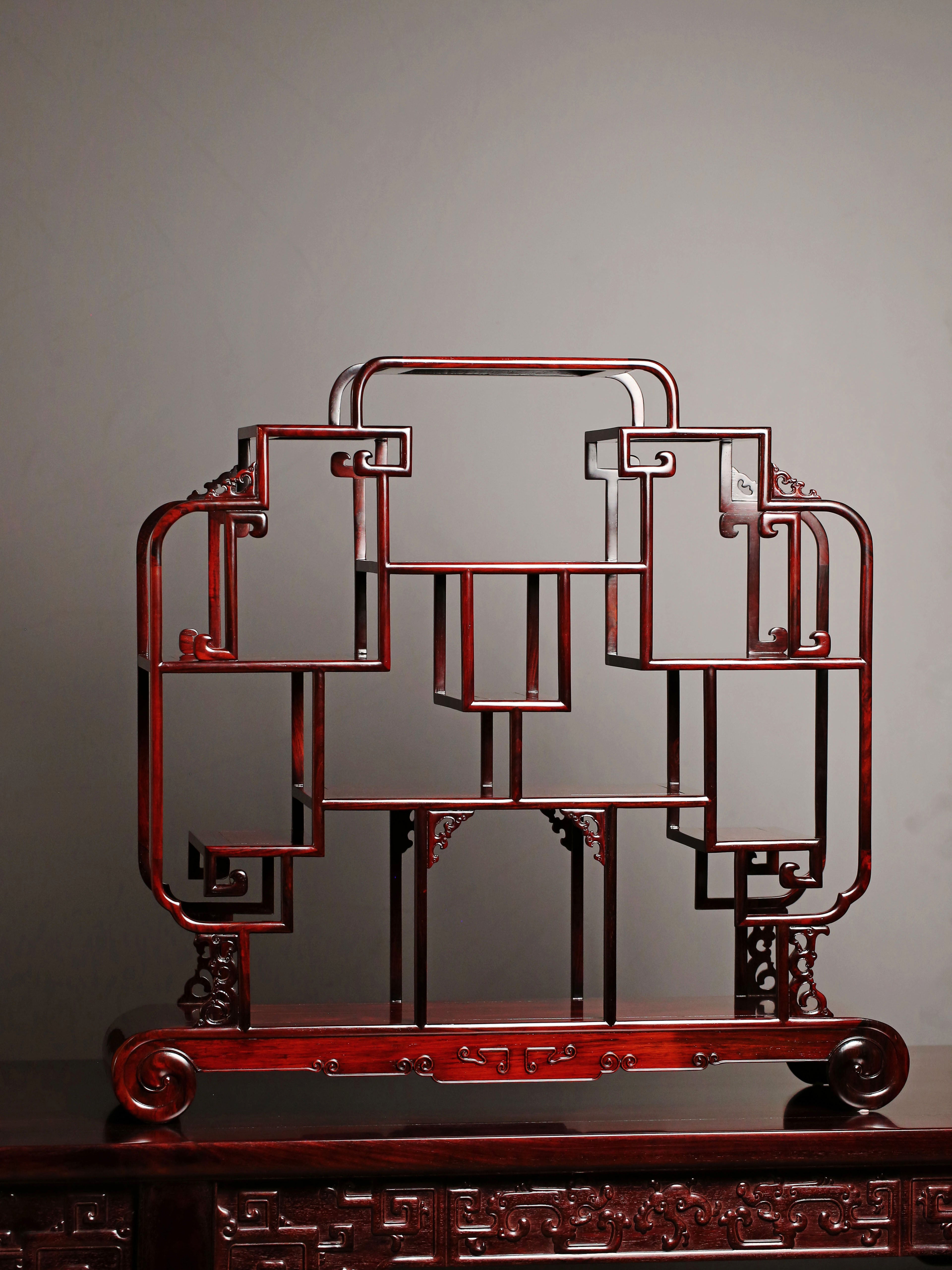 Rosewood/Purple Sandalwood Scroll Bookshelf