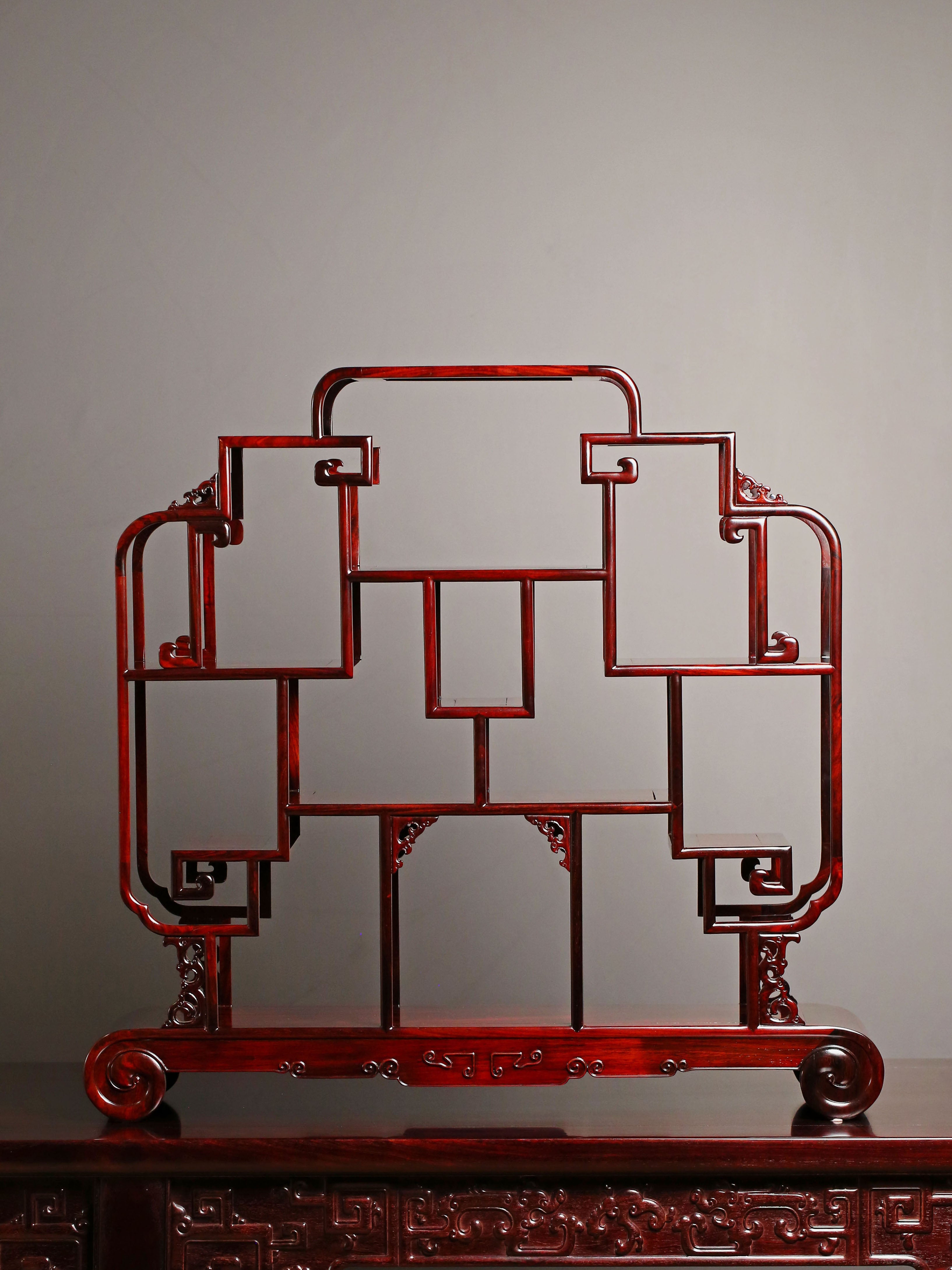 Rosewood/Purple Sandalwood Scroll Bookshelf