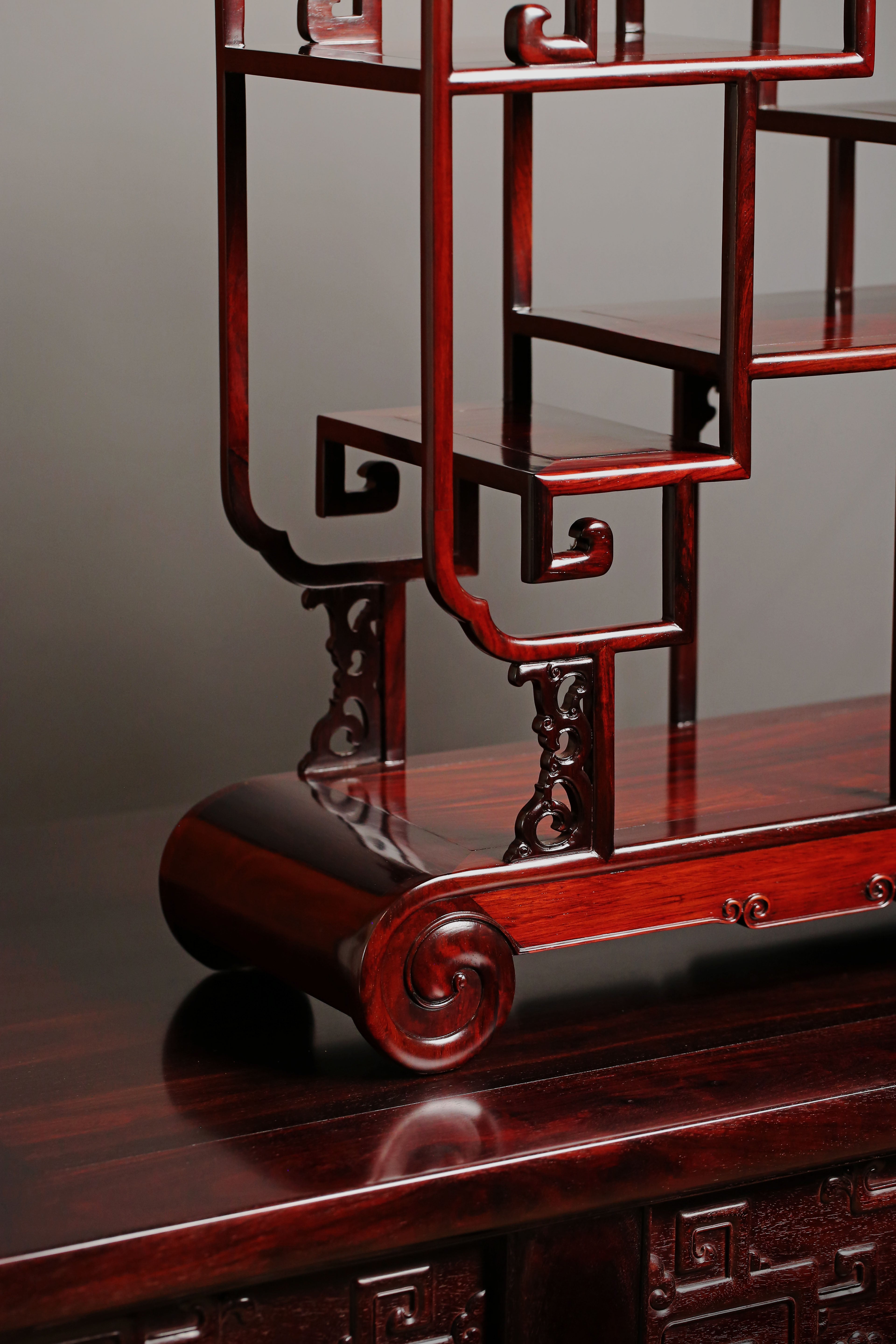 Rosewood/Purple Sandalwood Scroll Bookshelf