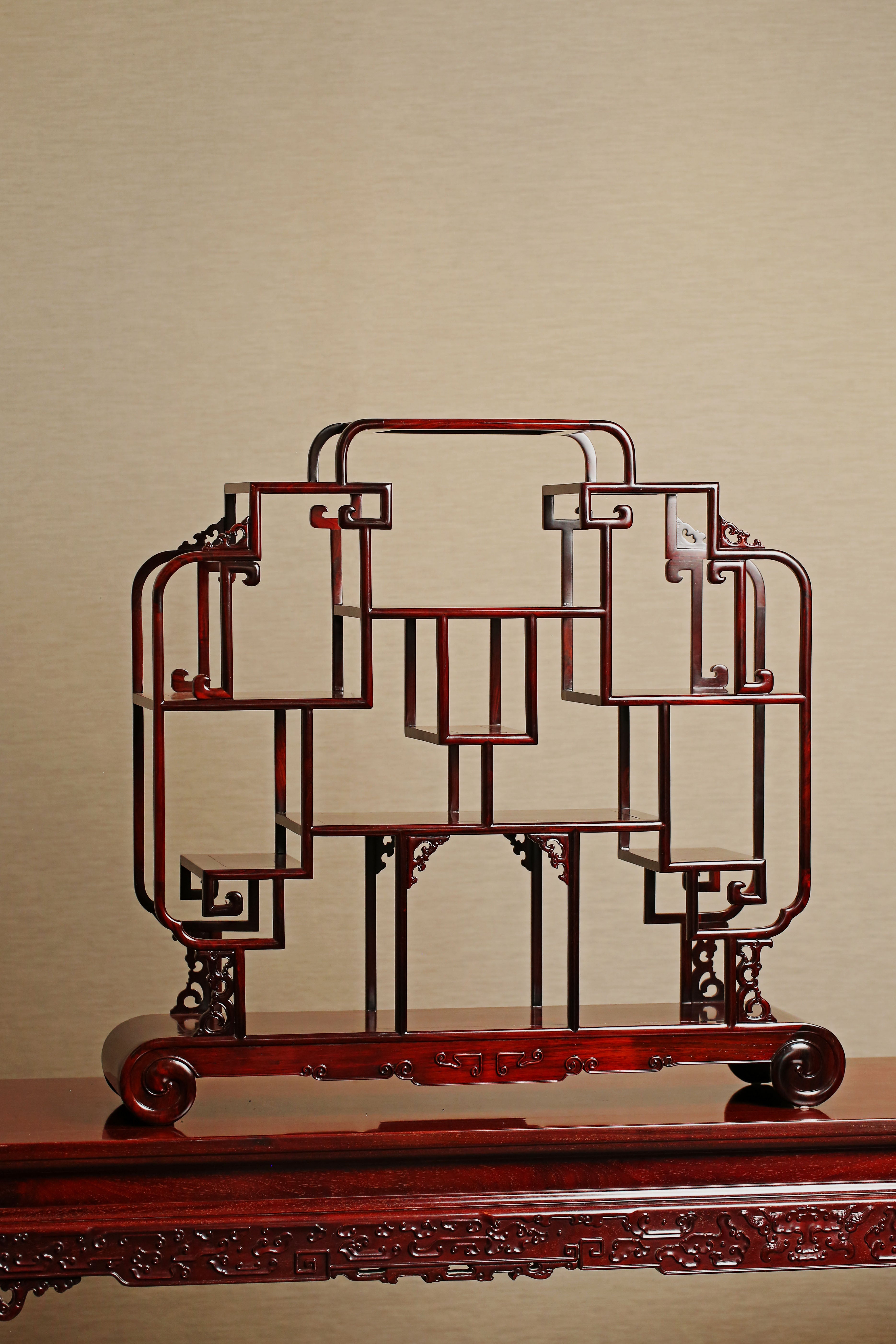 Rosewood/Purple Sandalwood Scroll Bookshelf