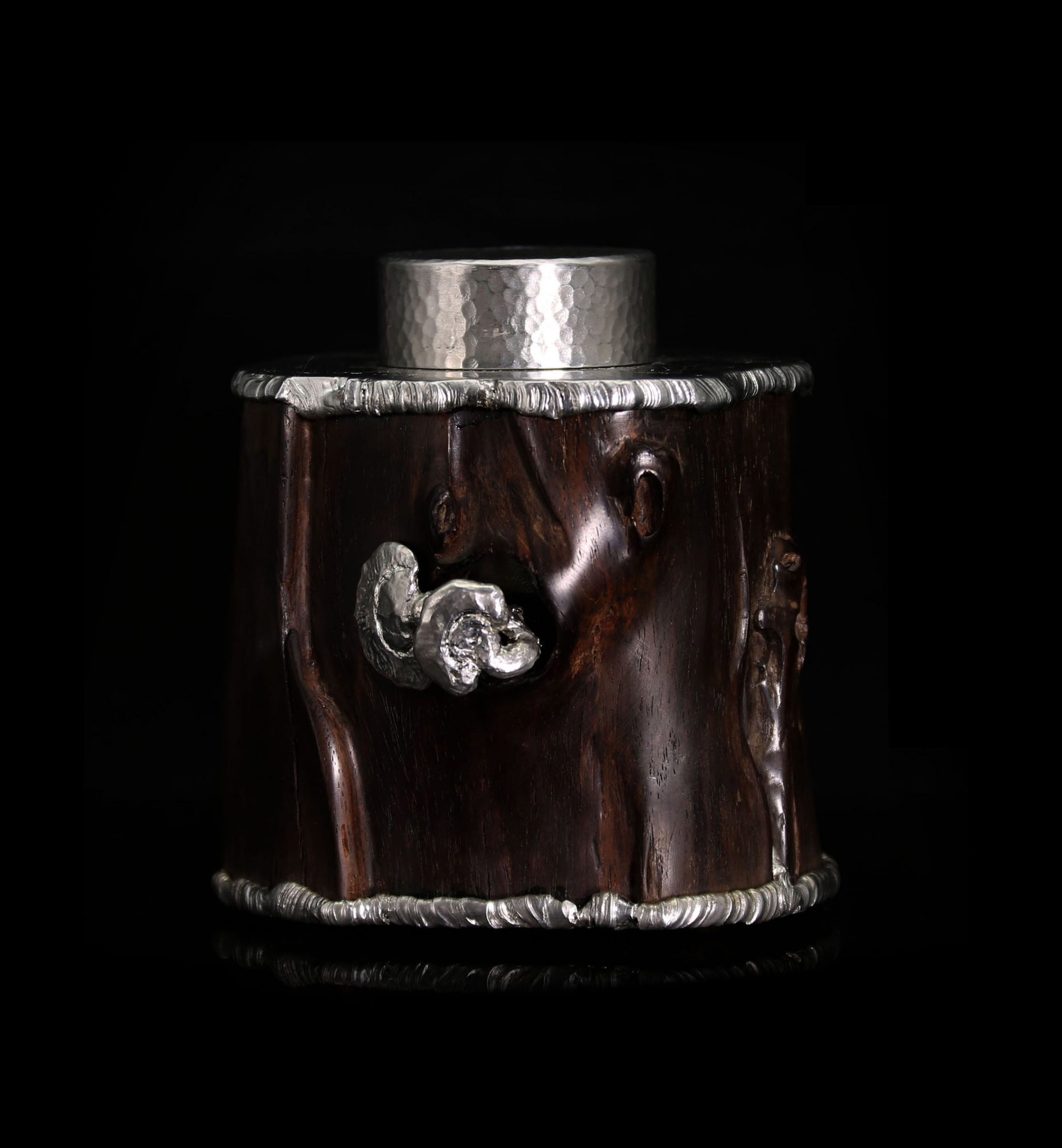 Rosewood Lingzhi Tin Carved Tea Canister