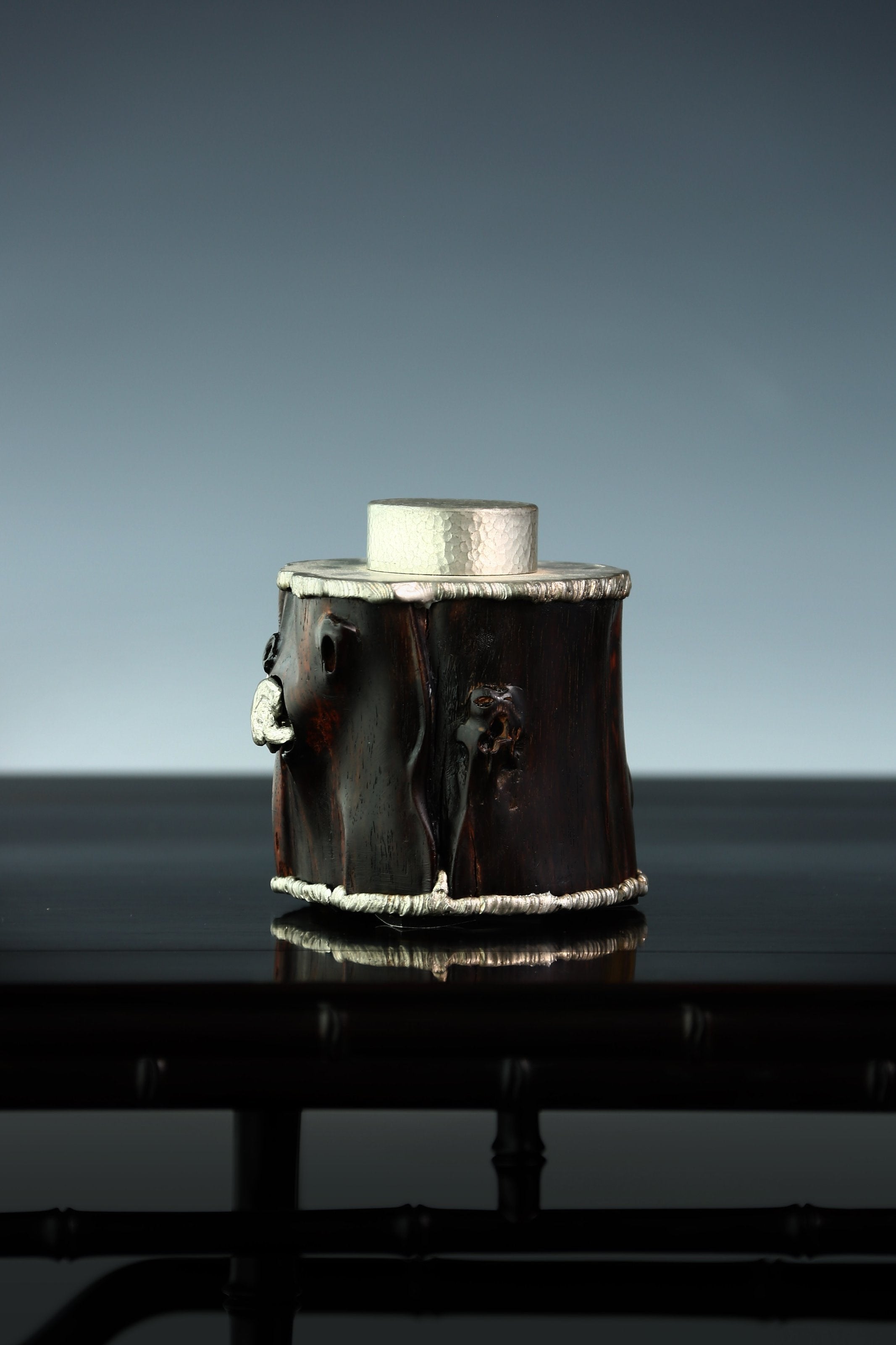 Rosewood Lingzhi Tin Carved Tea Canister