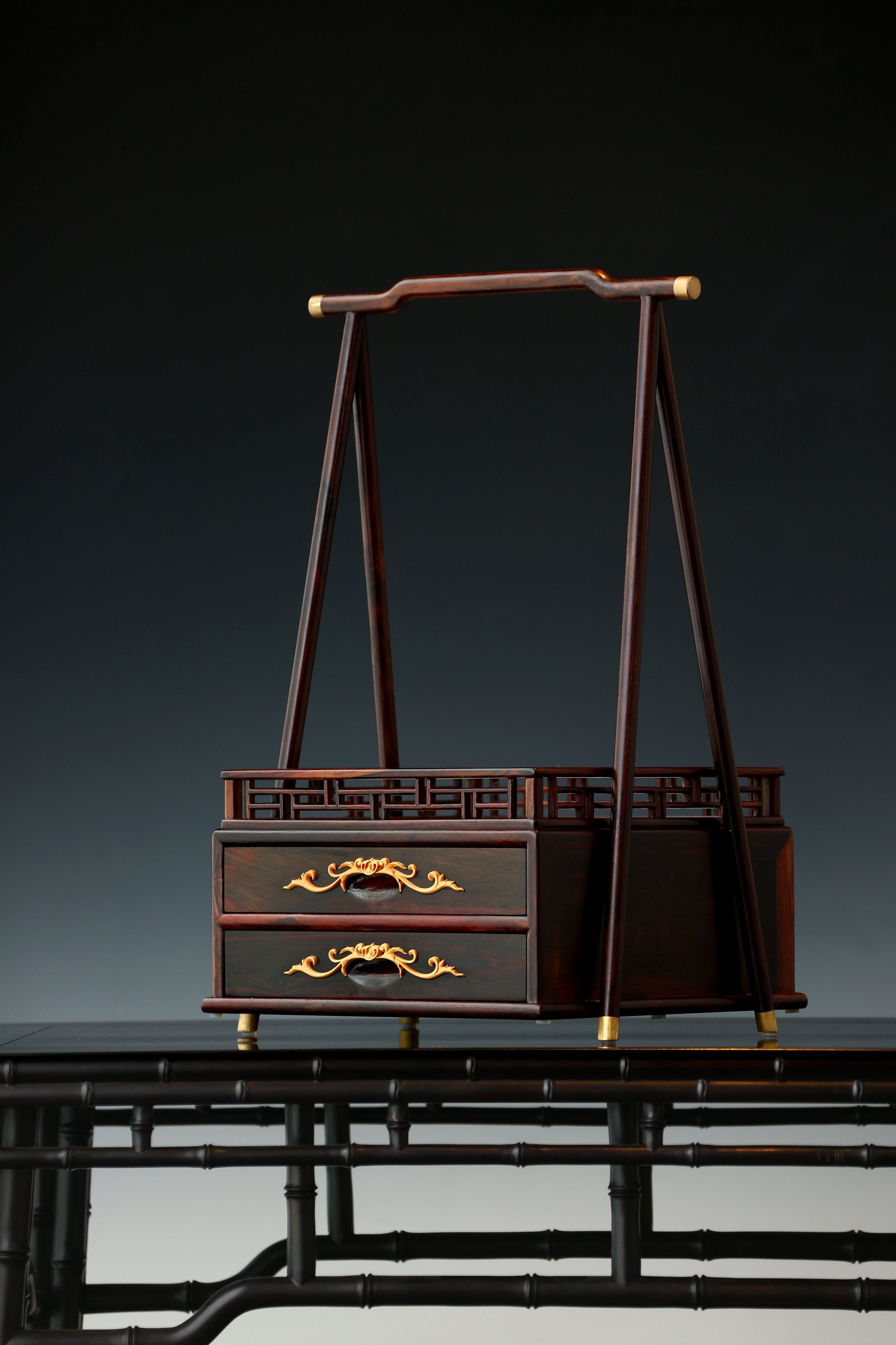 Rosewood Tea Box with Handle