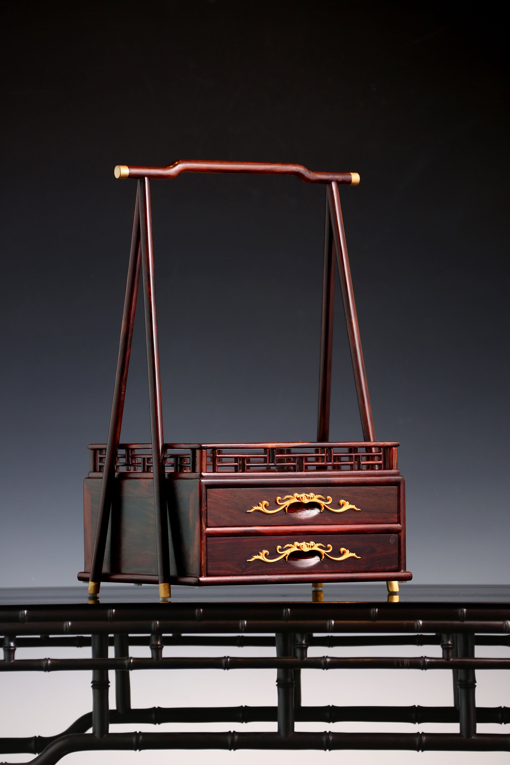 Rosewood Tea Box with Handle