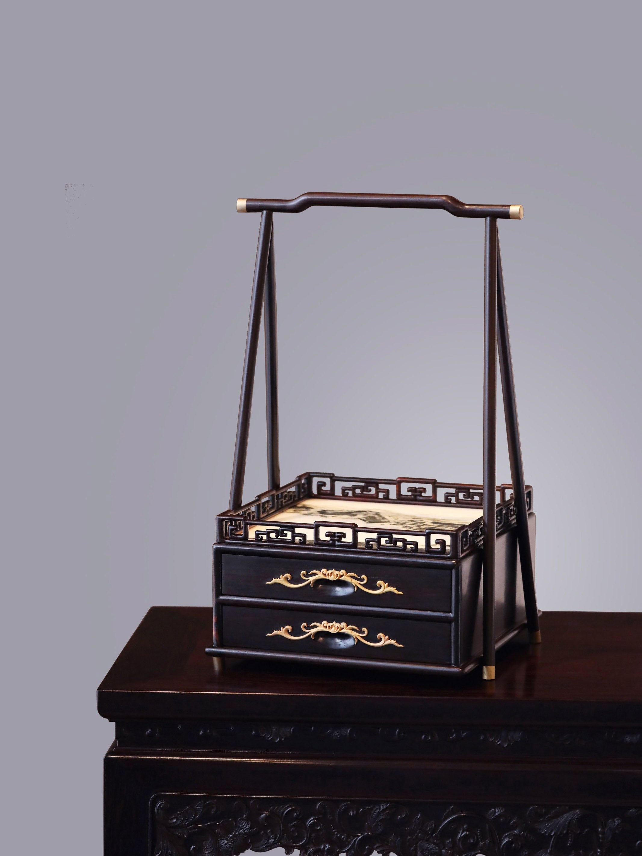 Rosewood Tea Box with Handle