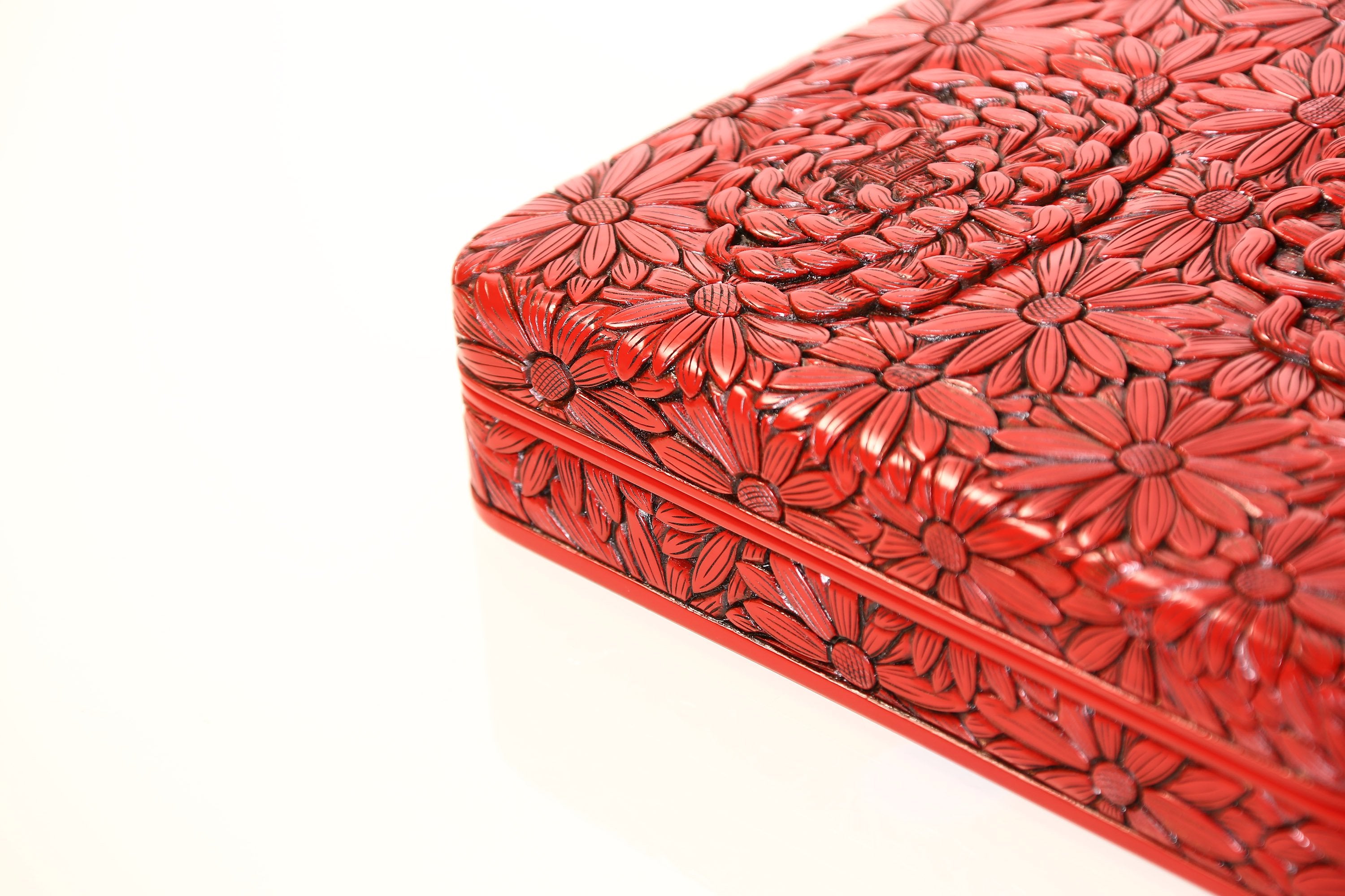 Japanese-style carved chrysanthemum box
