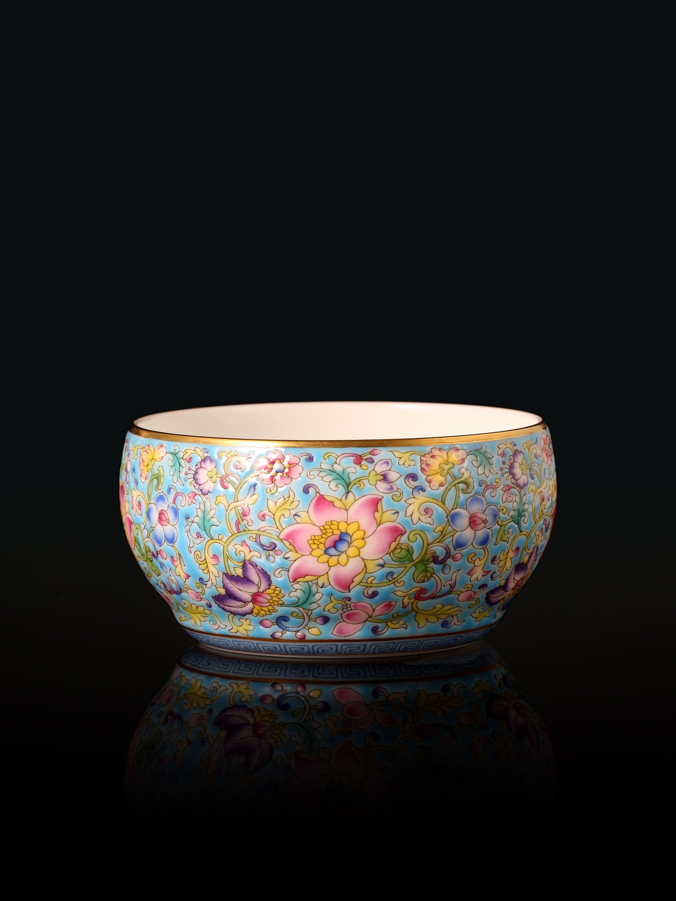 Dayazhai Enamel Lotus Scroll Waist Drum Cup