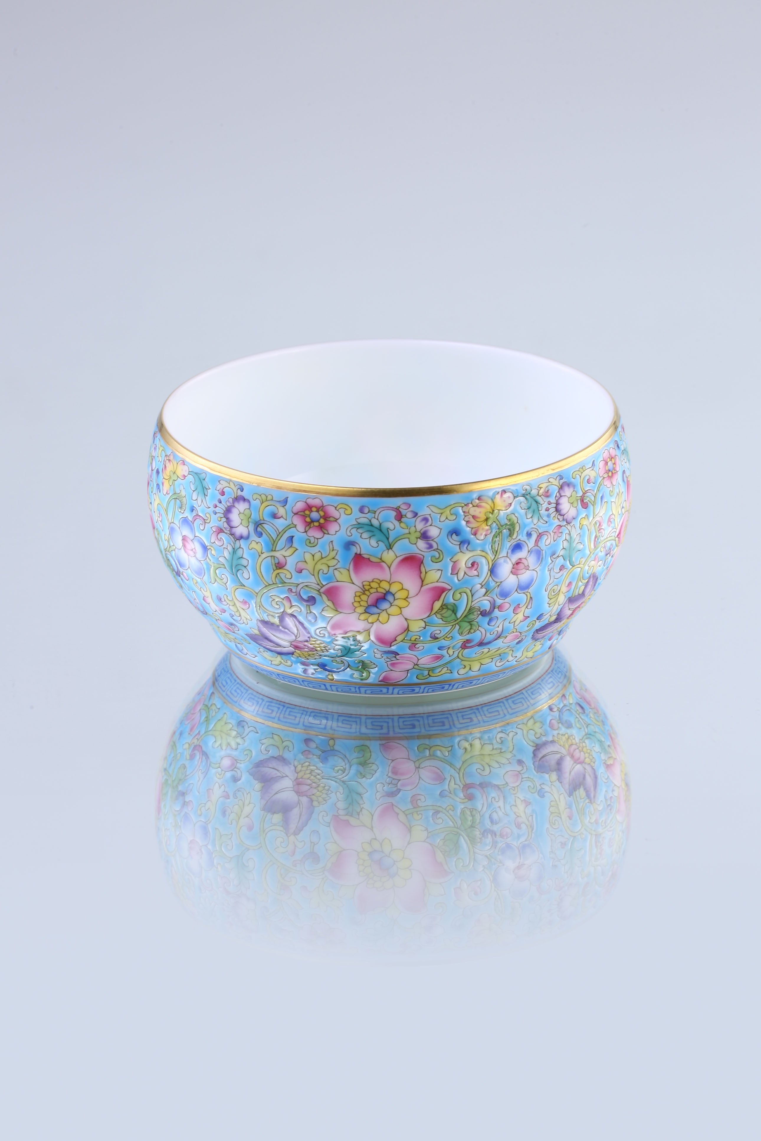 Dayazhai Enamel Lotus Scroll Waist Drum Cup