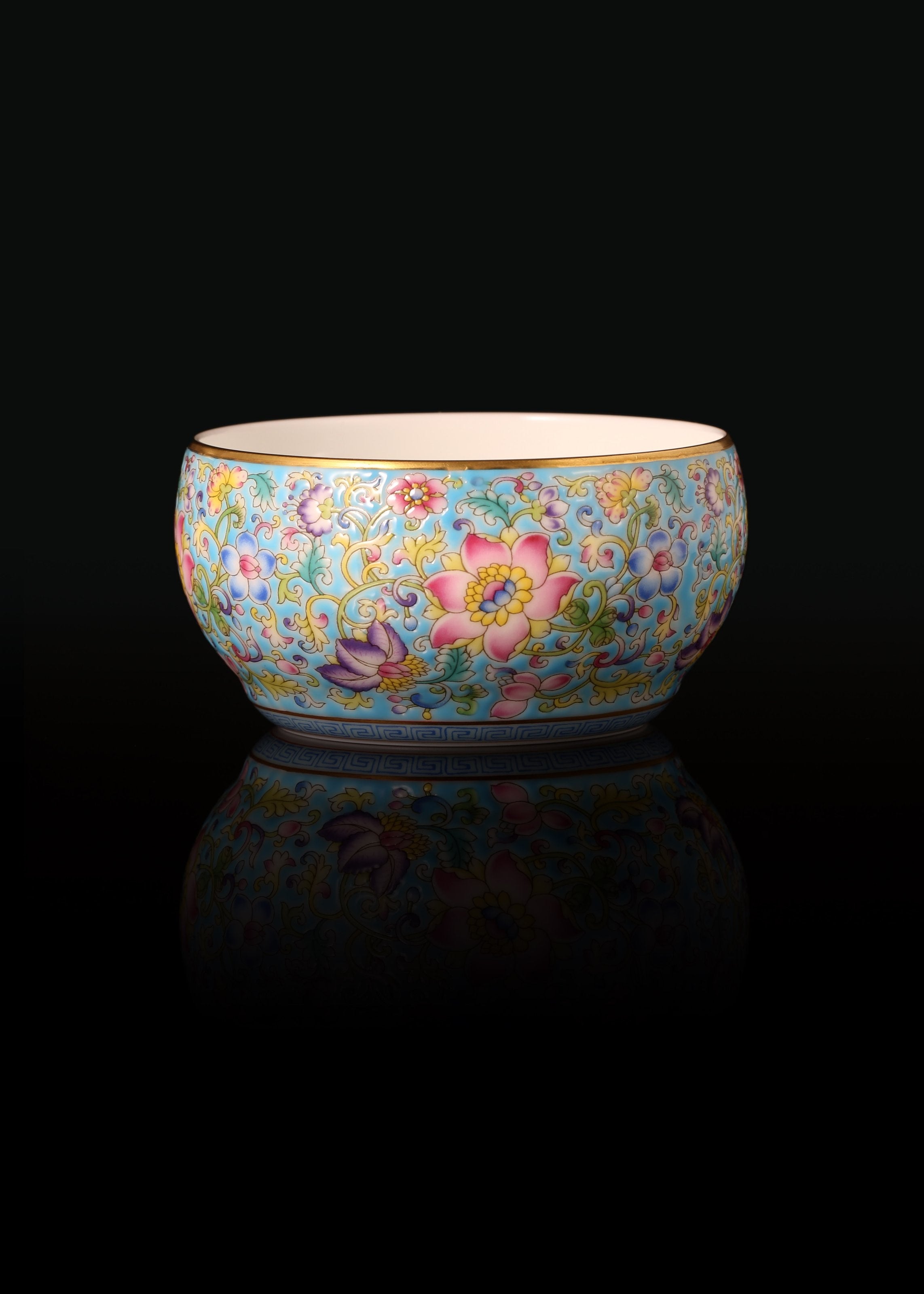 Dayazhai Enamel Lotus Scroll Waist Drum Cup