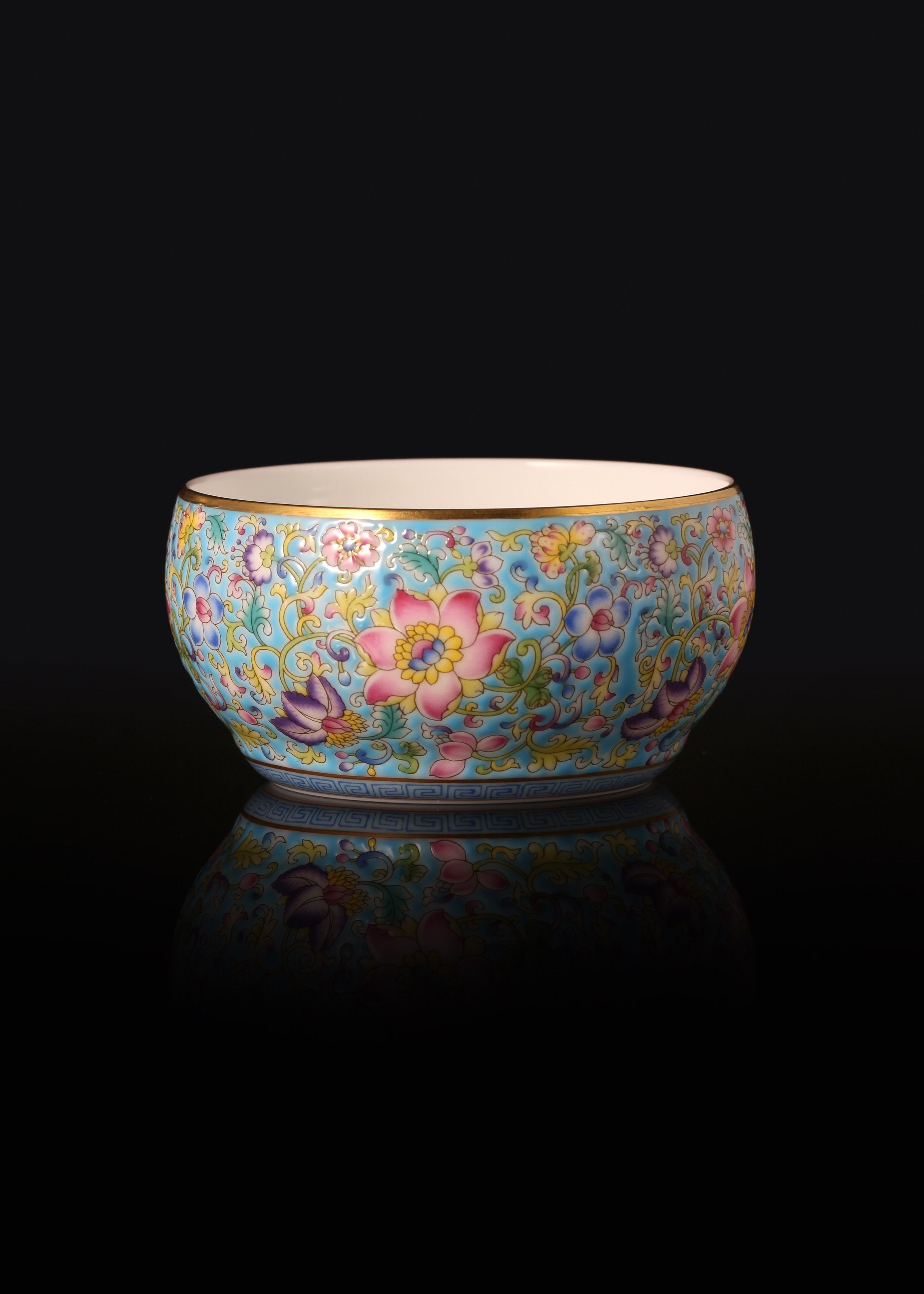 Dayazhai Enamel Lotus Scroll Waist Drum Cup