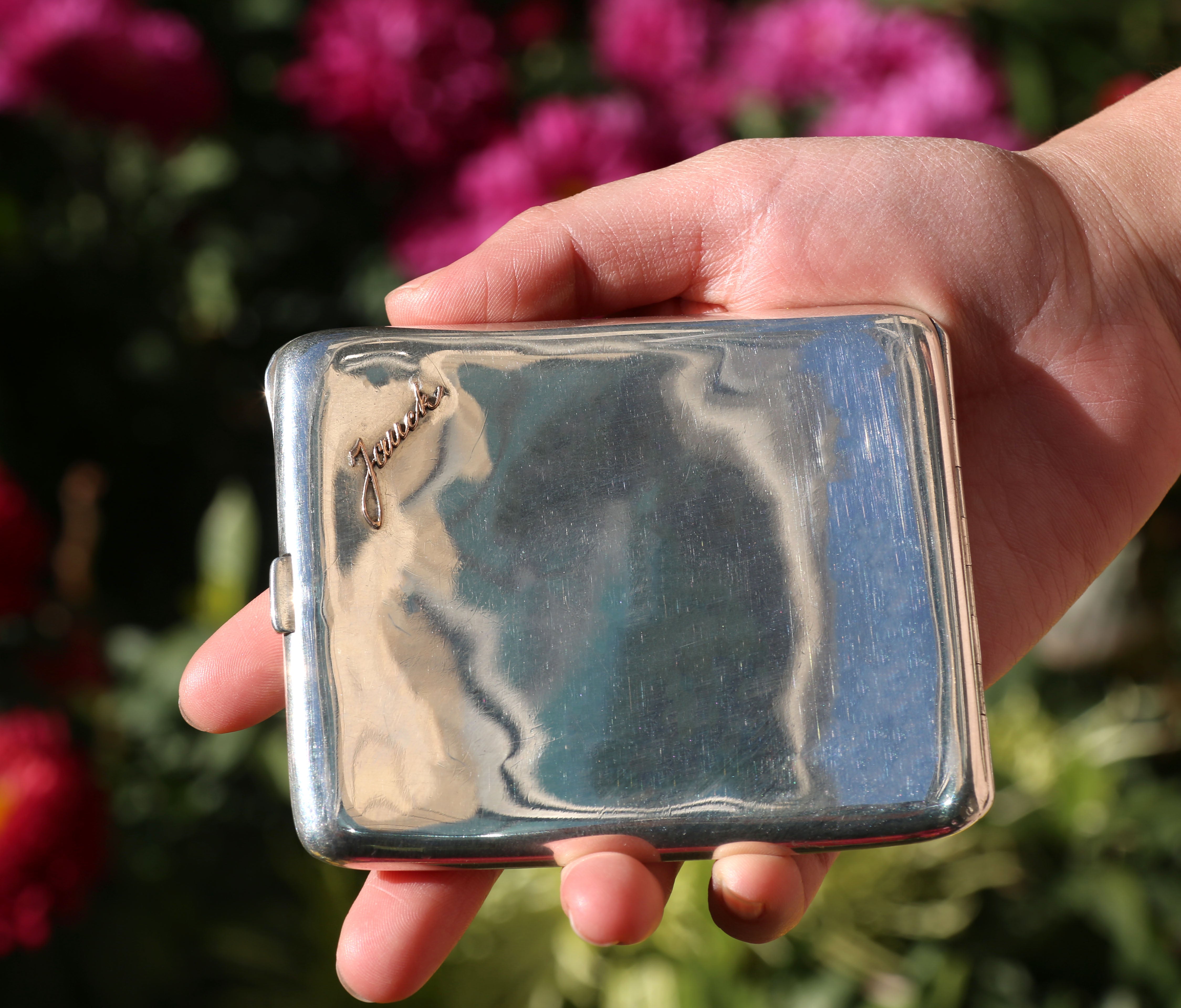 Auscultation - A 19th-century British enamel-painted sterling silver cigarette case