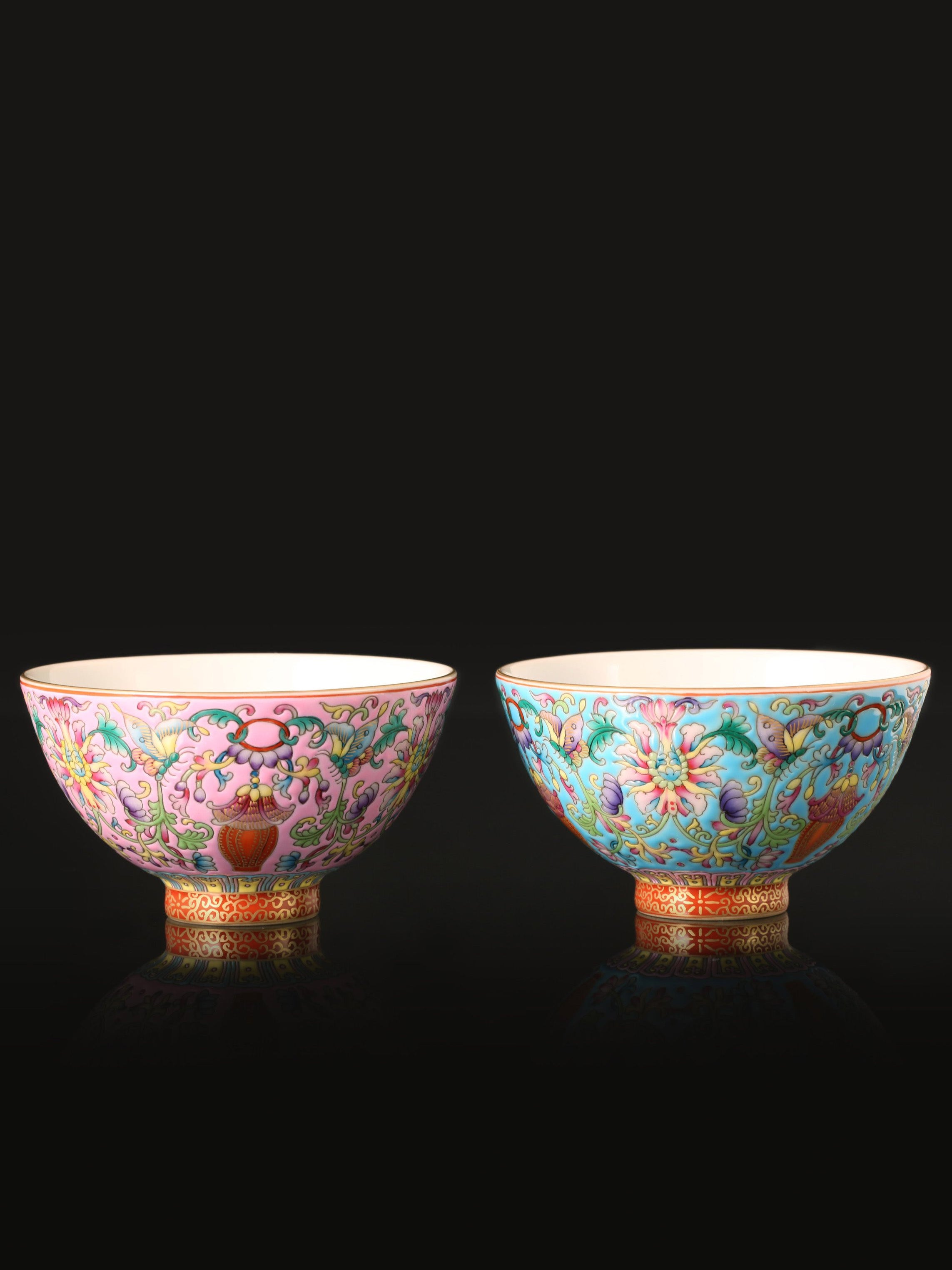 Dayazhai Enamel Lantern Flower and Butterfly Cup