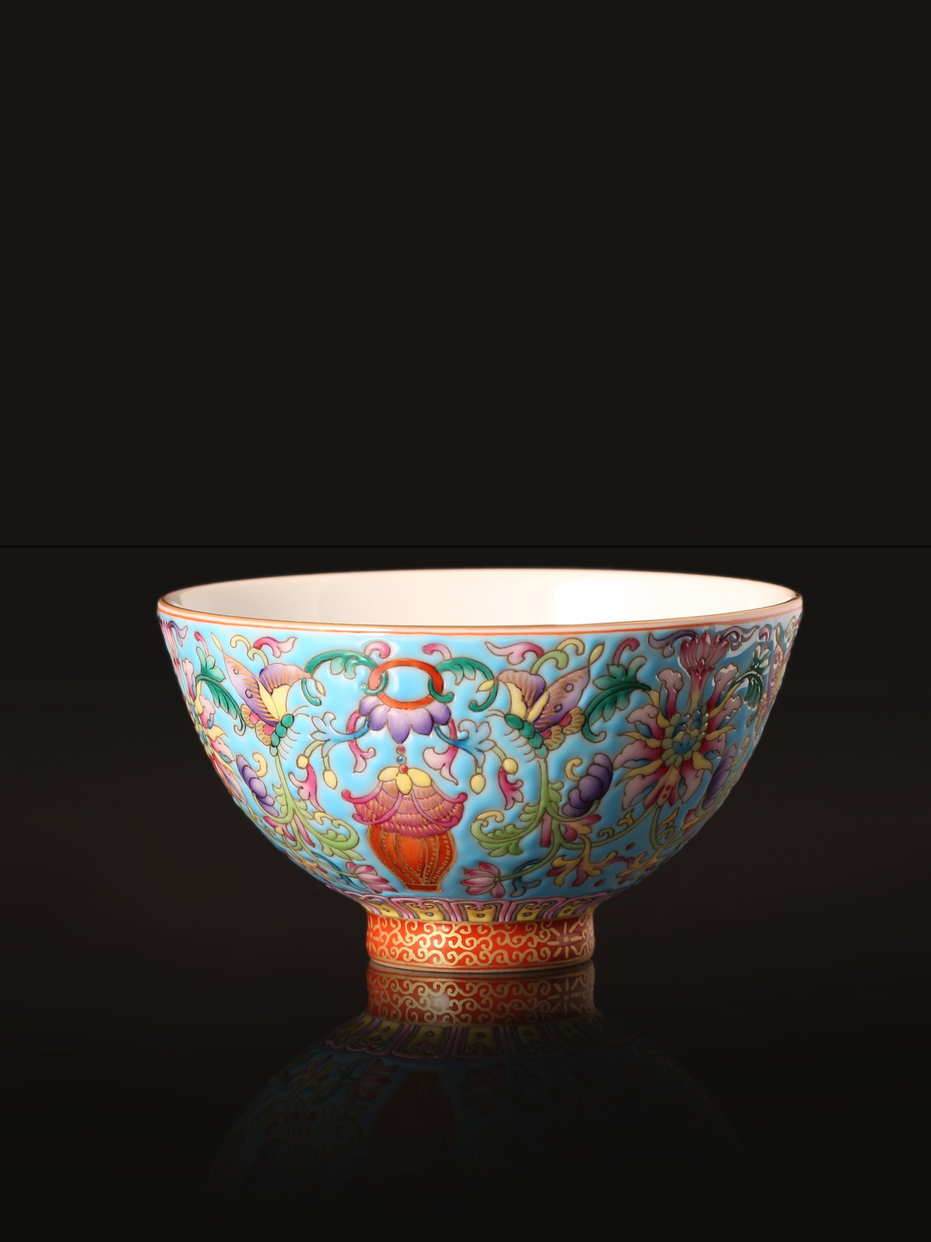 Dayazhai Enamel Lantern Flower and Butterfly Cup