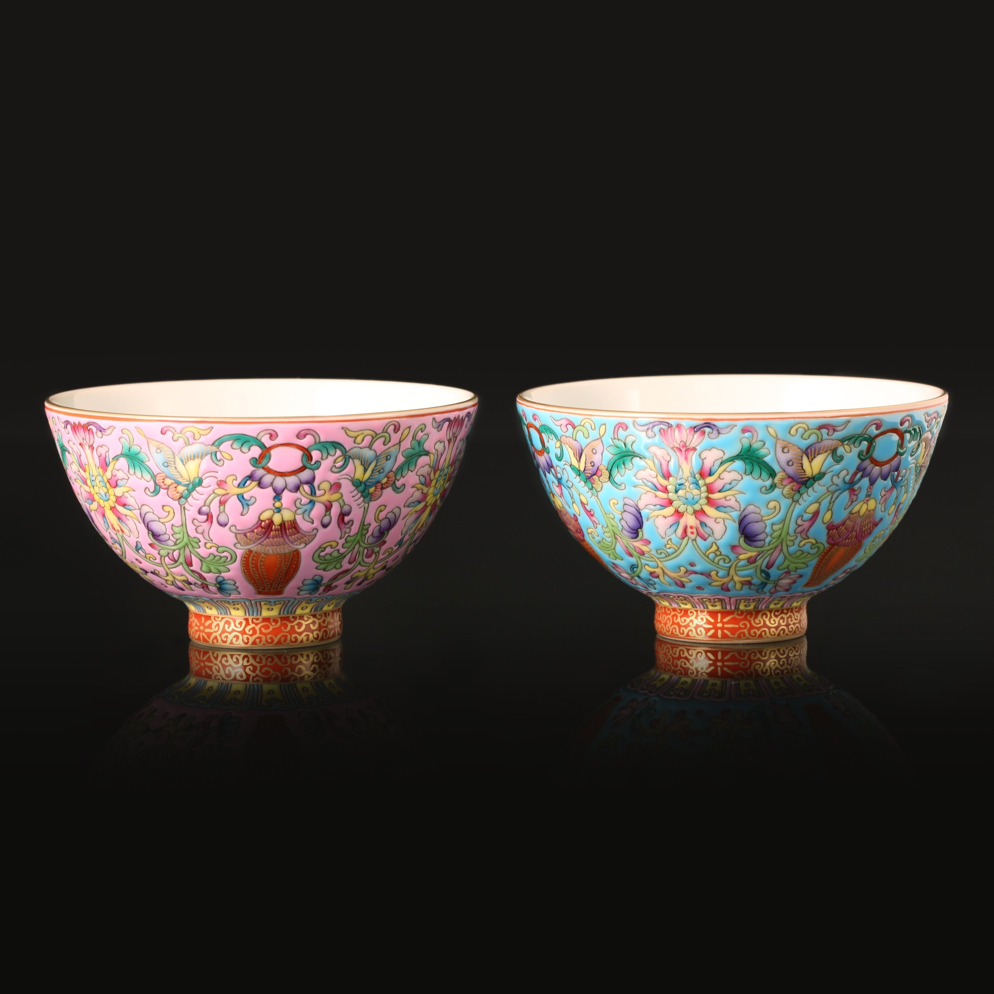 Dayazhai Enamel Lantern Flower and Butterfly Cup
