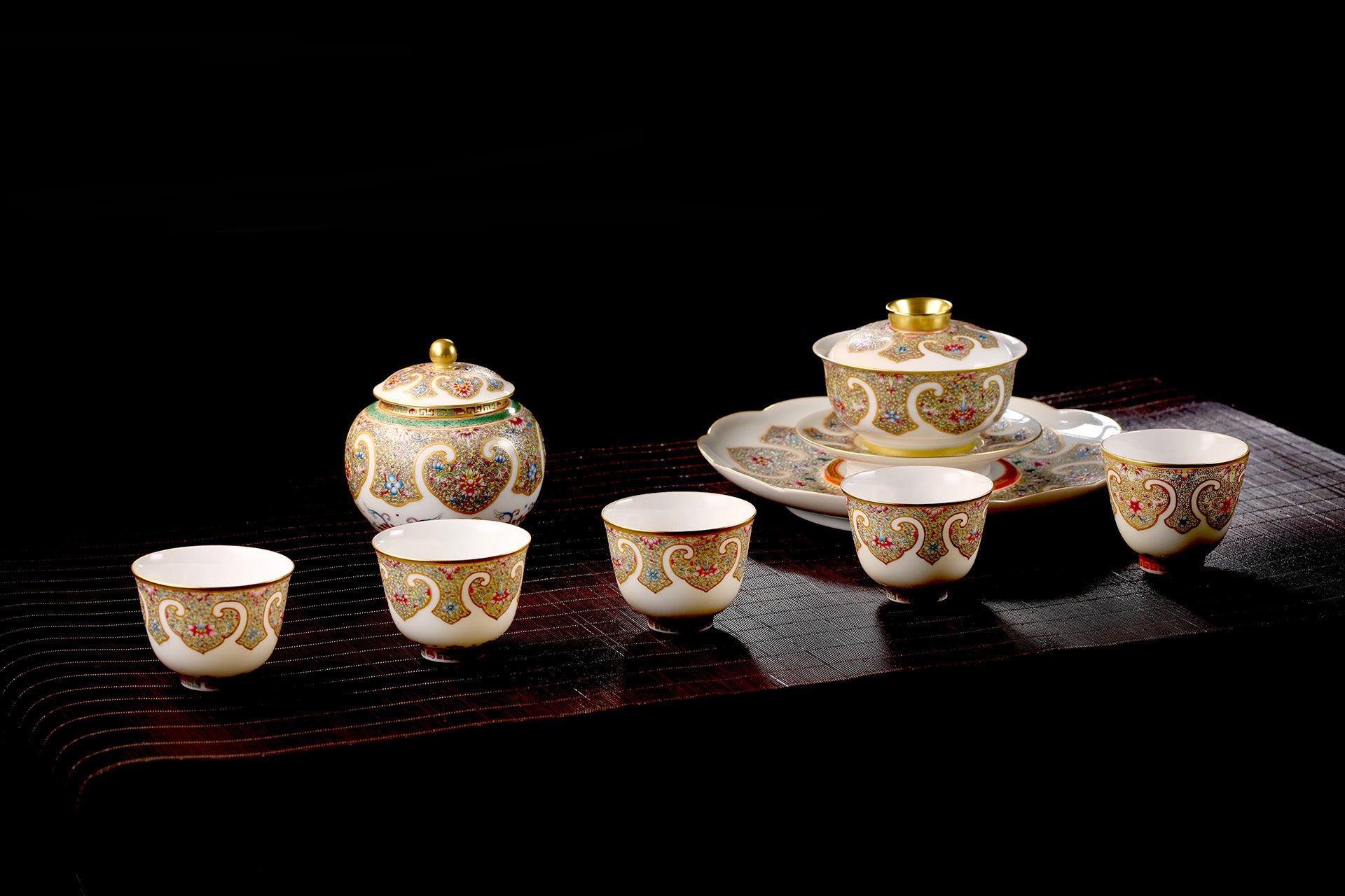Dayazhai Enamel Scroll Ruyi Pattern Tea Set