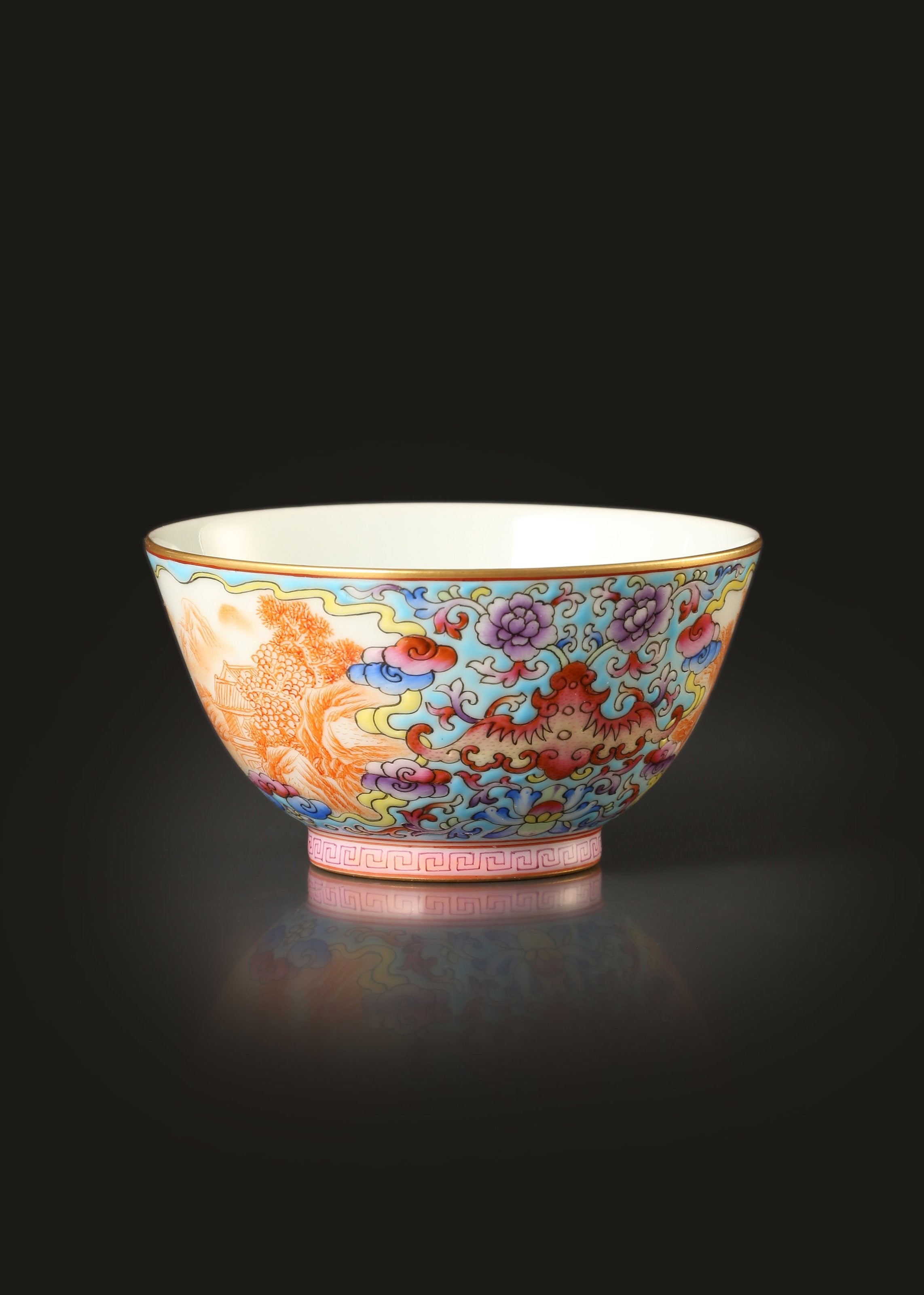 Dayazhai Enamel Auspicious Cloud and Landscape Cup