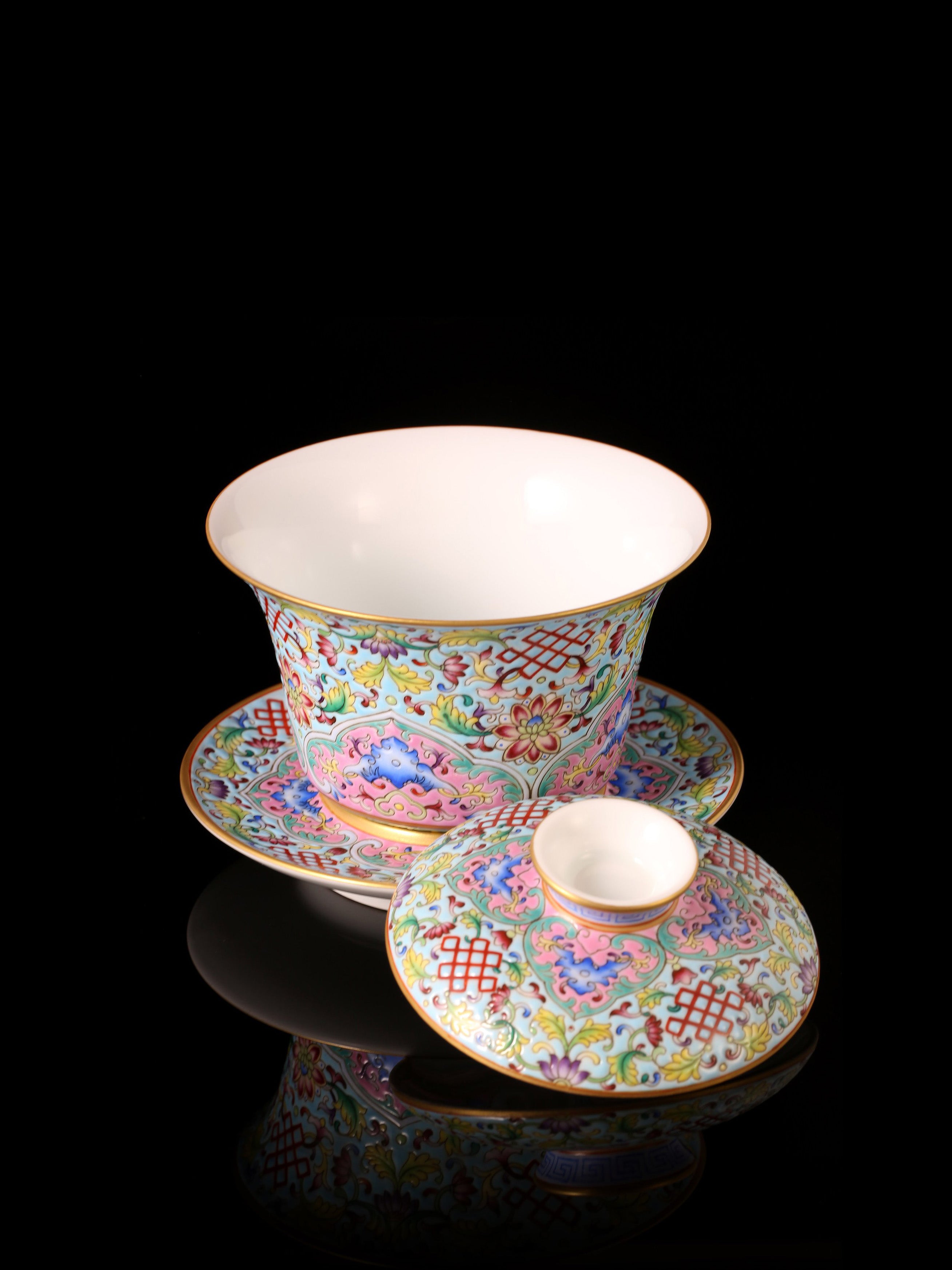 Dayazhai Enamel Chinese Knot Covered Bowl