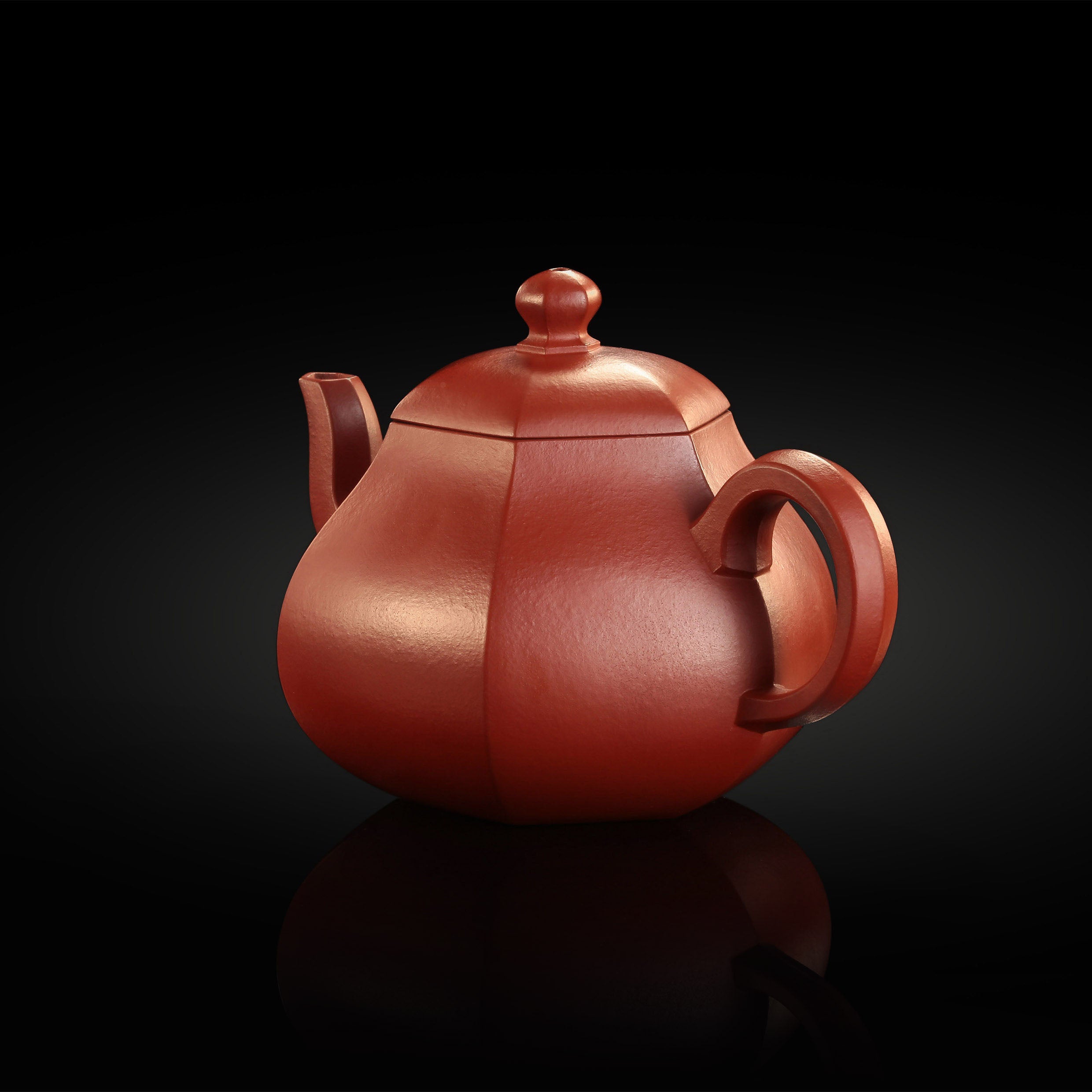 Fang Lipin Huanglongshan Cinnabar Hexagonal Pear-Shaped Red Clay Teapot 