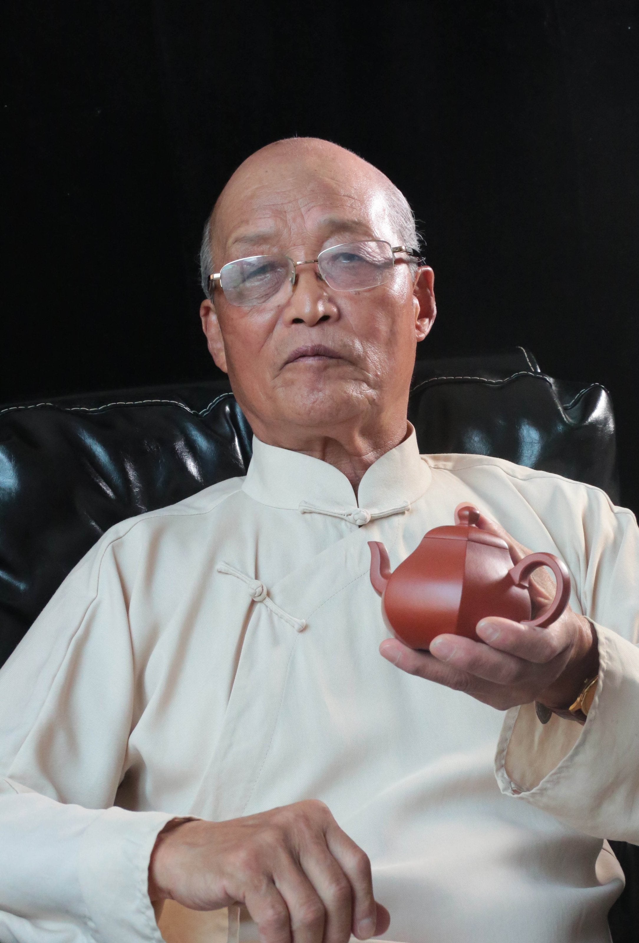 Fang Lipin Huanglongshan Cinnabar Hexagonal Pear-Shaped Red Clay Teapot 