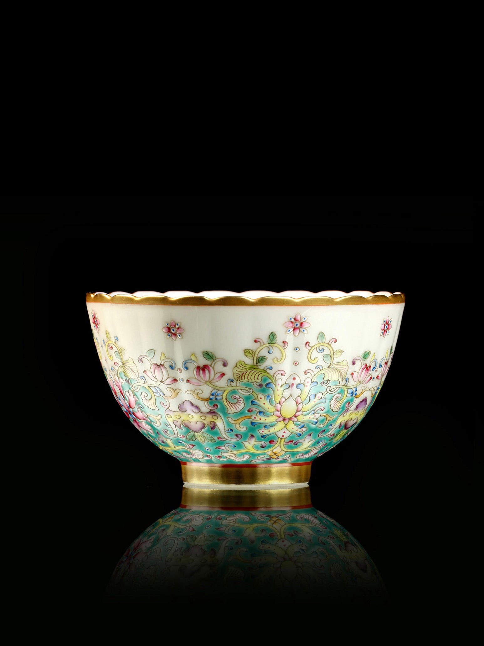 Dayazhai Famille Rose Floral Pattern Sunflower Petal Cup