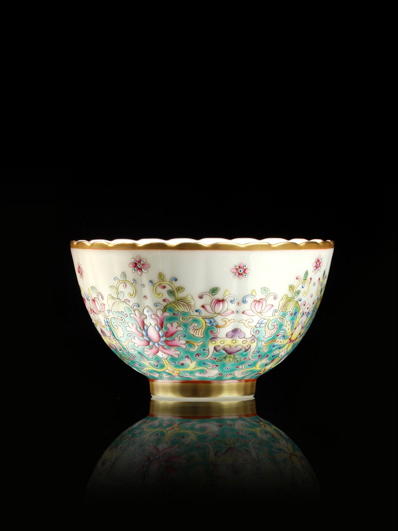 Dayazhai Famille Rose Floral Pattern Sunflower Petal Cup