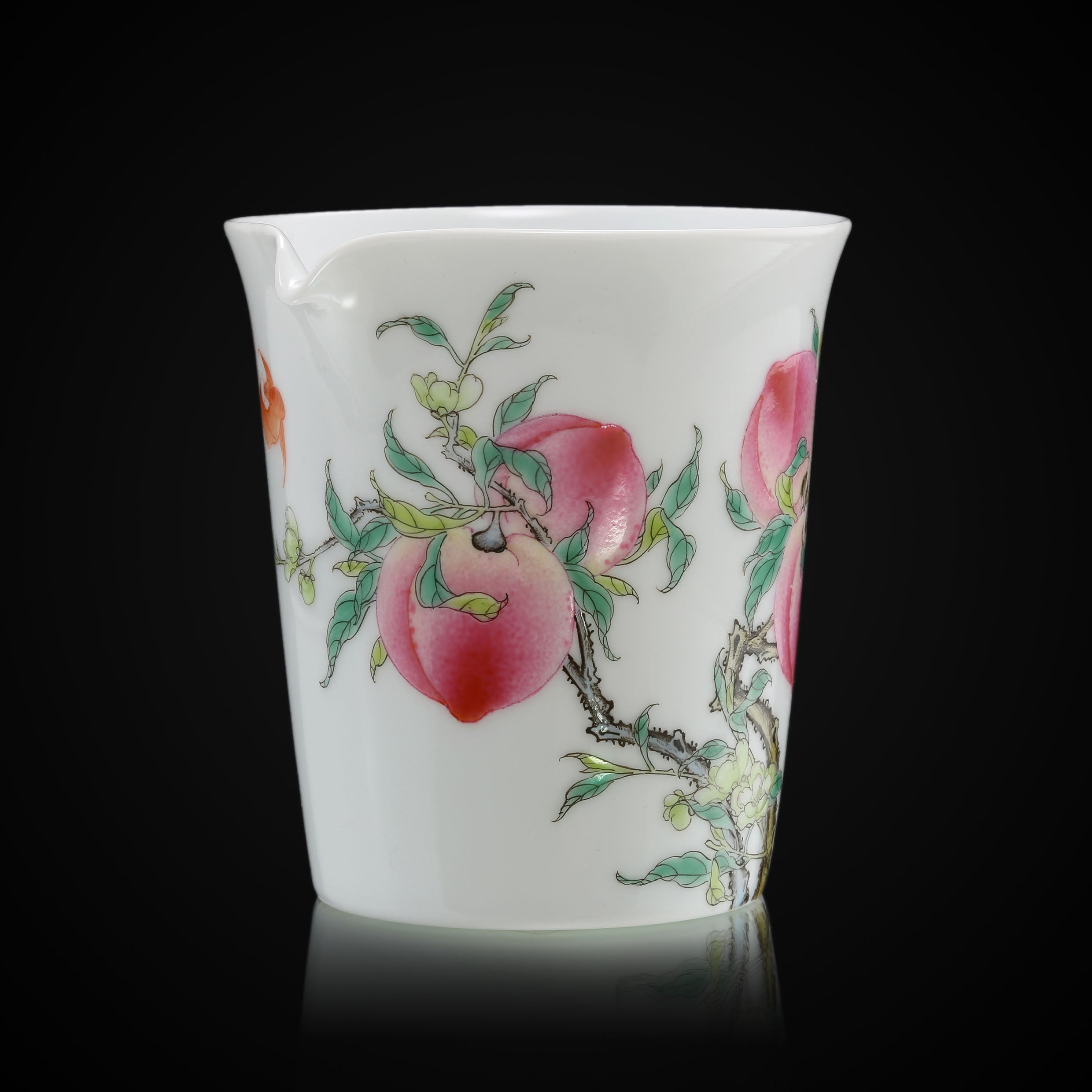 Famille Rose Gold Flower Peach Tea Holder/Fair Cup/Chicken Heart Cup